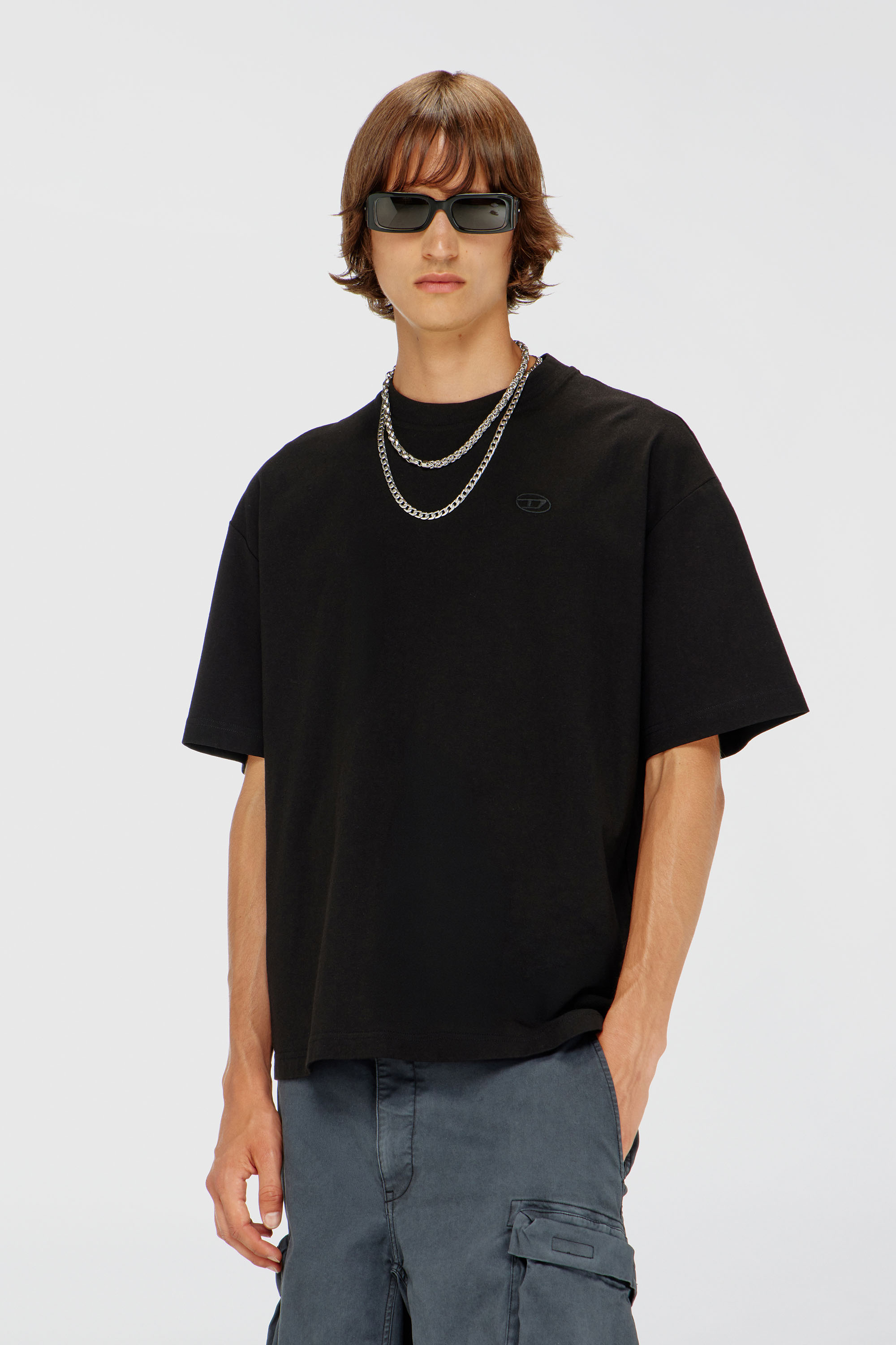 Diesel - T-BOGGY-MEGOVAL-D, T-shirt avec maxi oval D brod&eacute; Homme in Noir - 1