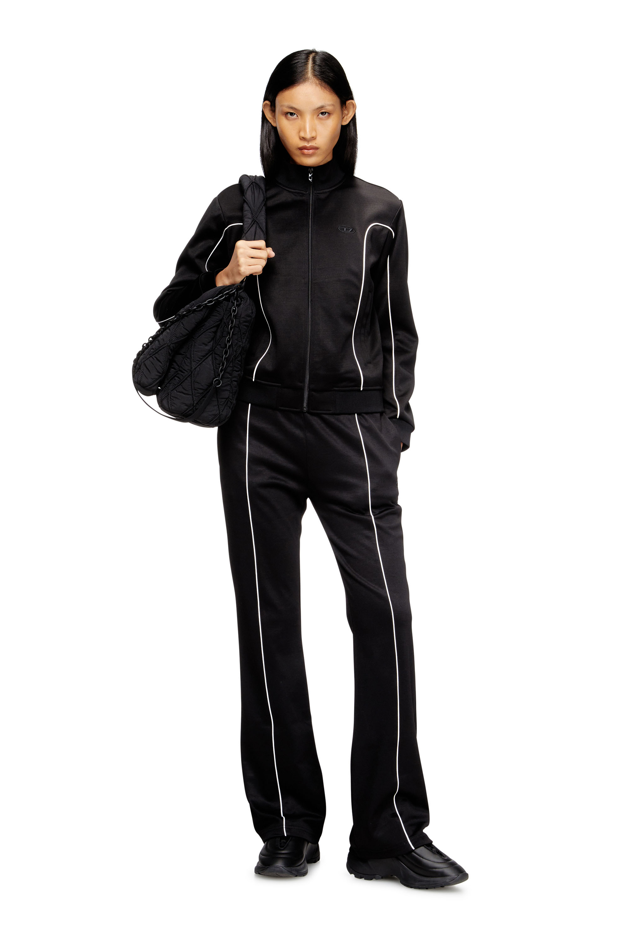 Diesel - F-LOCKING-OD, Veste en molleton avec passepoil contrastant Femme in Polychrome - 1