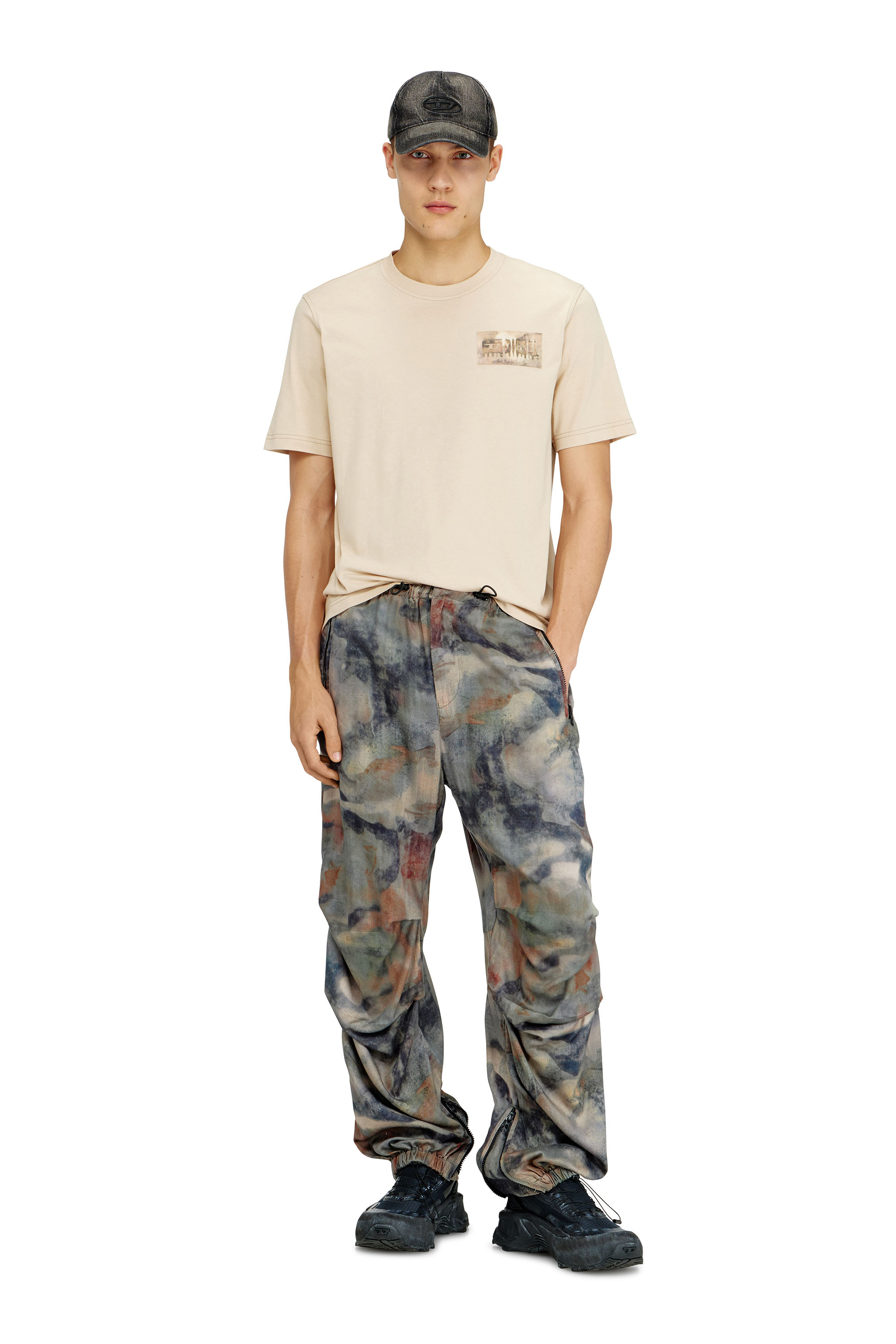 Diesel - T-ADJUST-V4, T-shirt avec empi&egrave;cement camouflage Homme in Marron - 2