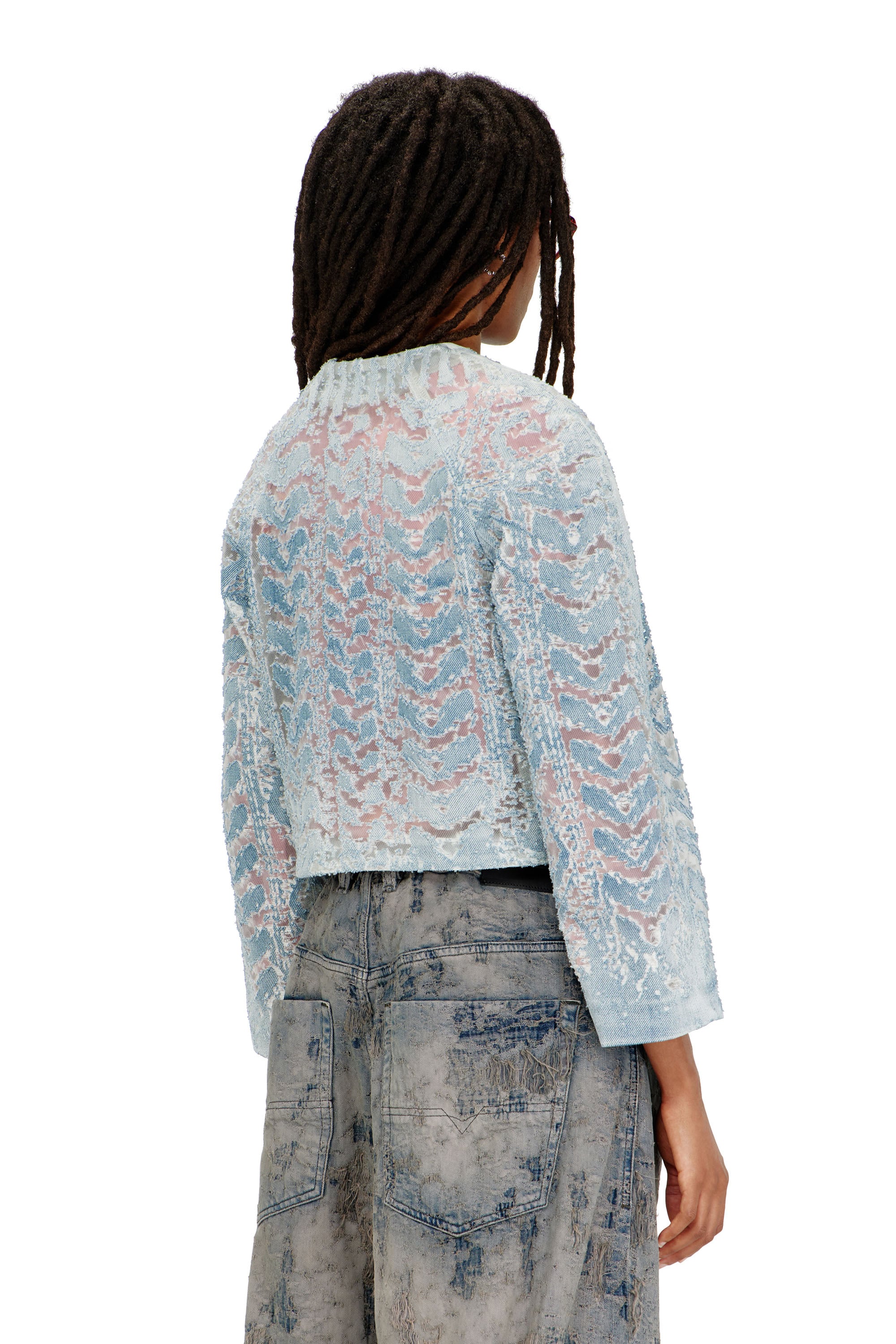 Diesel - DE-SOLIXIA-S, Giacca in denim microstone devor&eacute; Donna in ToBeDefined - 4