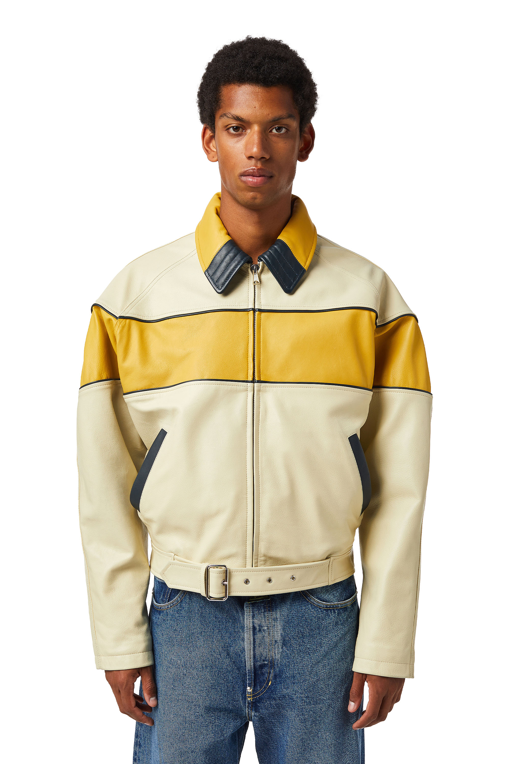 DXD-22-L03, Beige/Jaune - Vestes de cuir