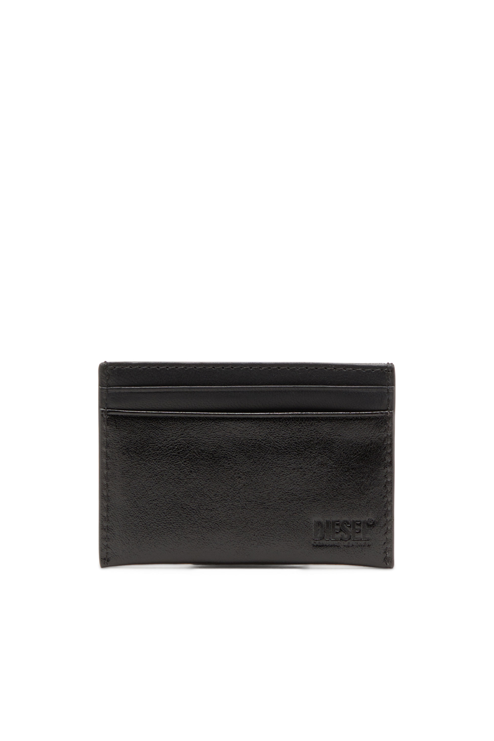 Diesel - RAVE CARD CASE, Homme Porte-cartes en cuir avec plaque D rouge in Noir - Image 2
