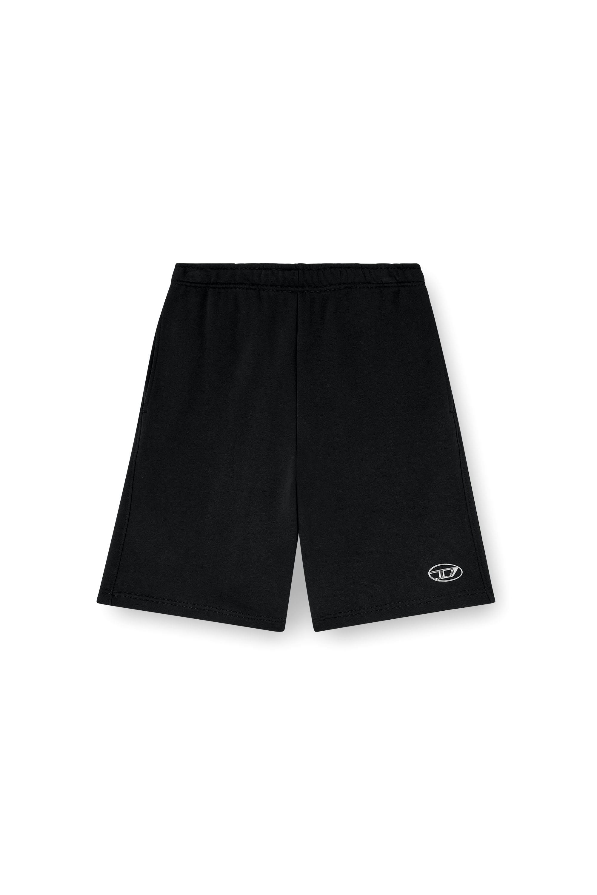 Diesel - P-MARSHY-OD, Herren Sweatshorts mit silbernem Oval D in Schwarz - 3