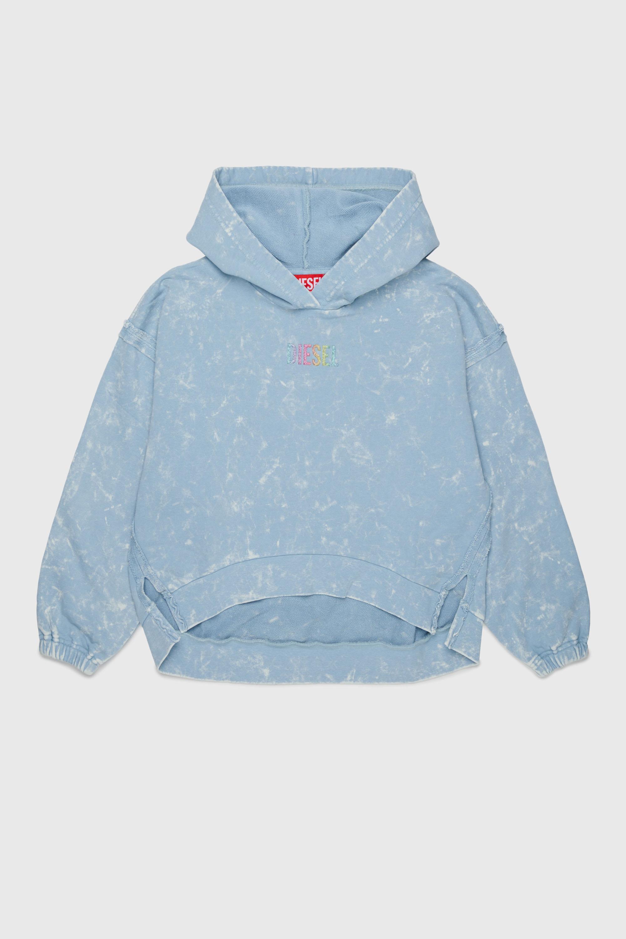 Diesel - SLOXY, Damen Kapuzenpullover mit Tie-dye-Effekt und Rainbow-Logo in Hellblau - 1