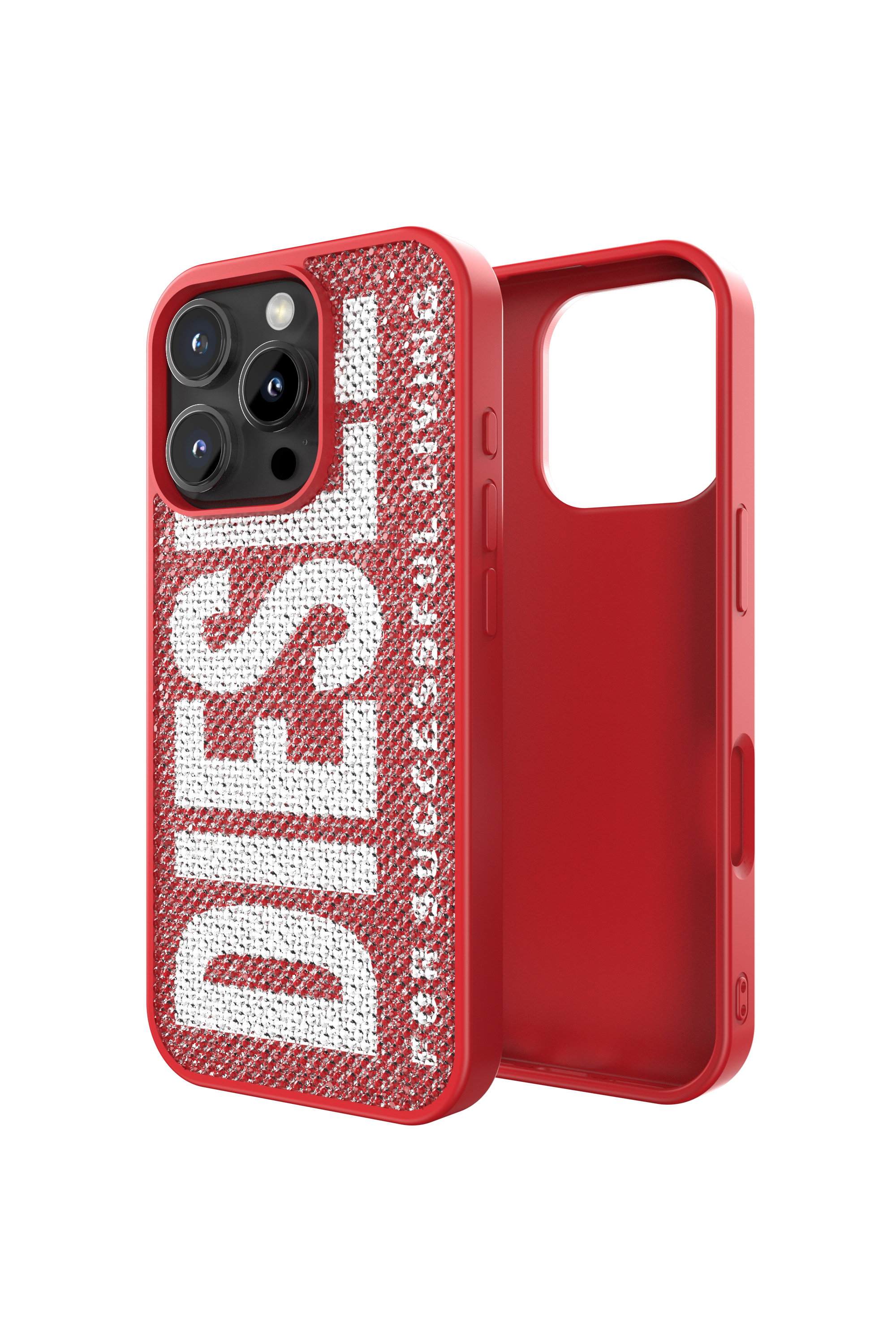 Diesel - 60188 MOULDED CASE, Coque en cristal Swarovski pour l'iP 16 Pro Mixte in Rouge - 1