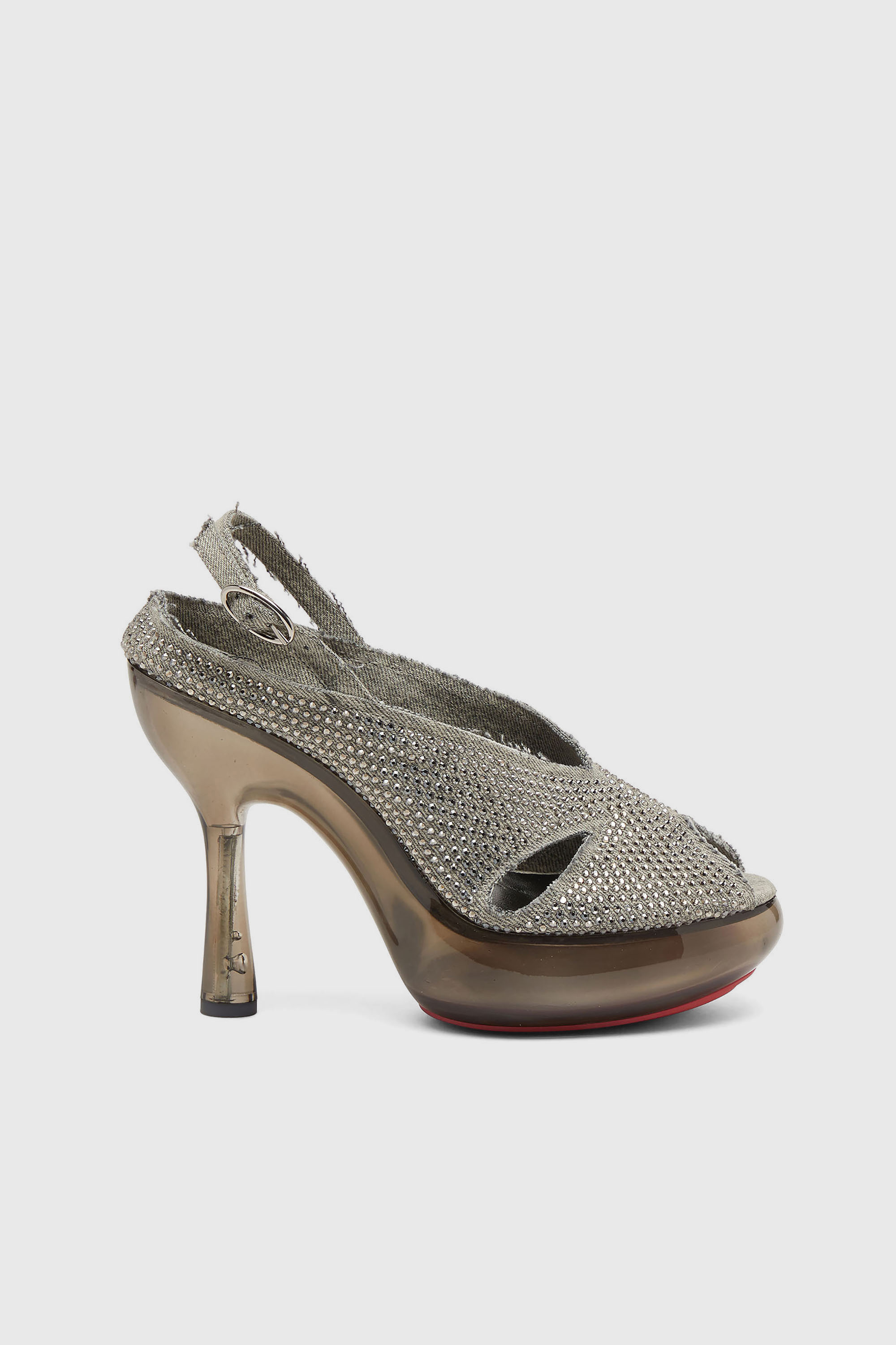Diesel - D-LAKE PLATFORM SDL, Woman's D-Lake-Platform sandals in crystal denim and plexiglass in Grey - 1