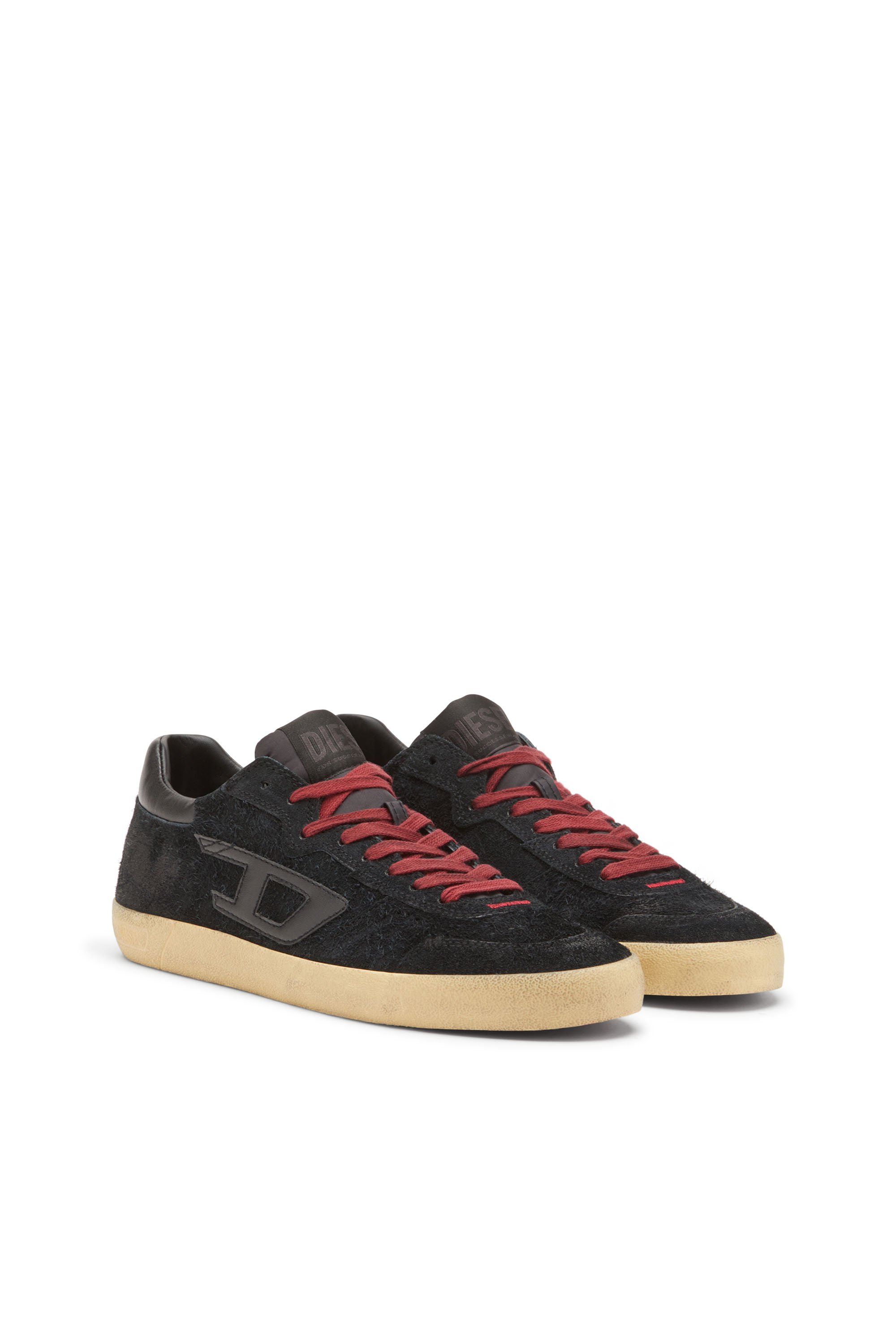 Diesel - S-LEROJI LOW, S-Leroji-Sneakers effet vieilli en cuir suédé poilu Homme in Noir - 2