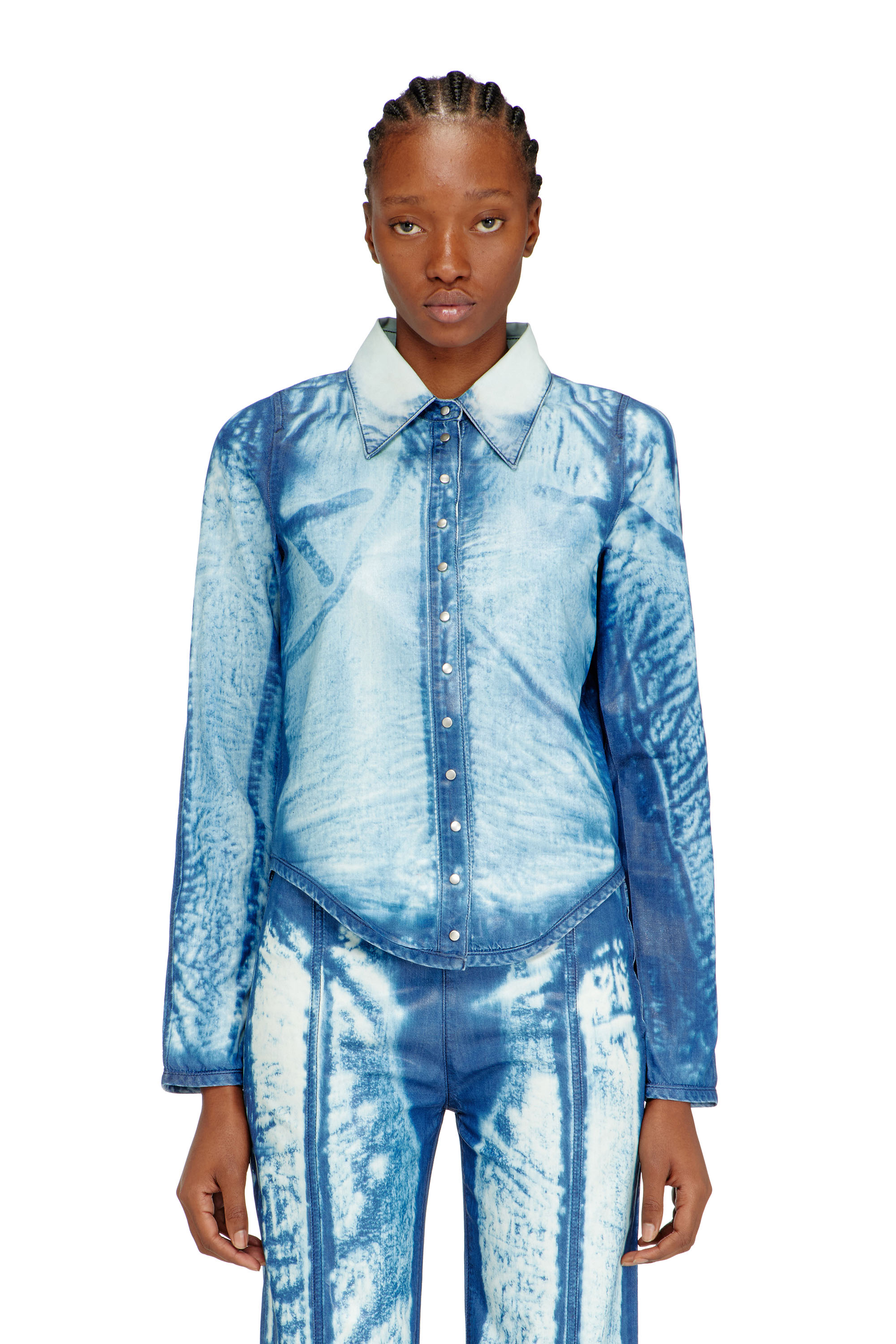 Diesel - DE-LYRIA-FSI, Chemise en denim Lyocell &agrave; effet X-Ray Femme in Bleu - 1