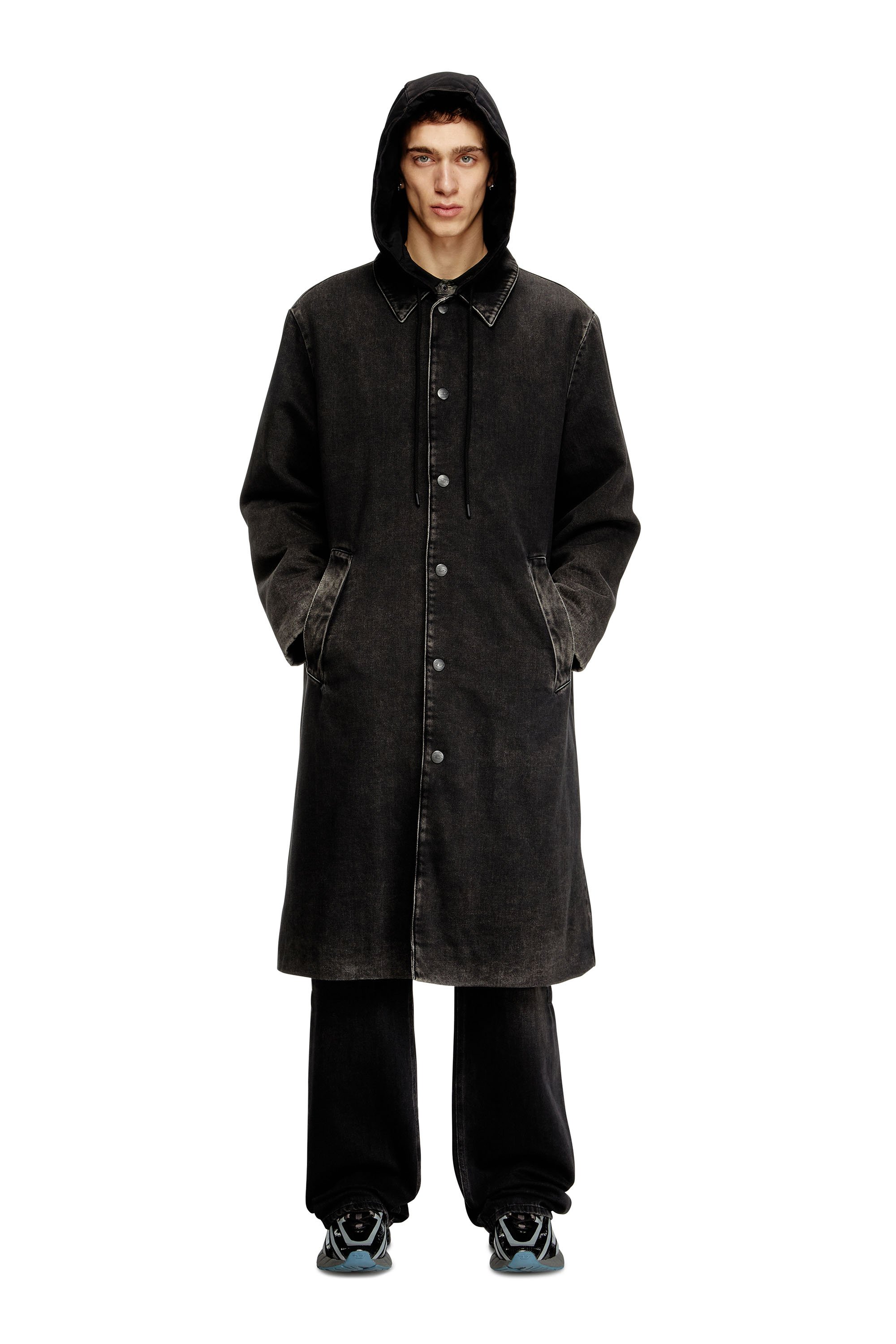 Diesel - D-JAKO-S, Manteau hybride en denim et jersey Homme in Noir - 1