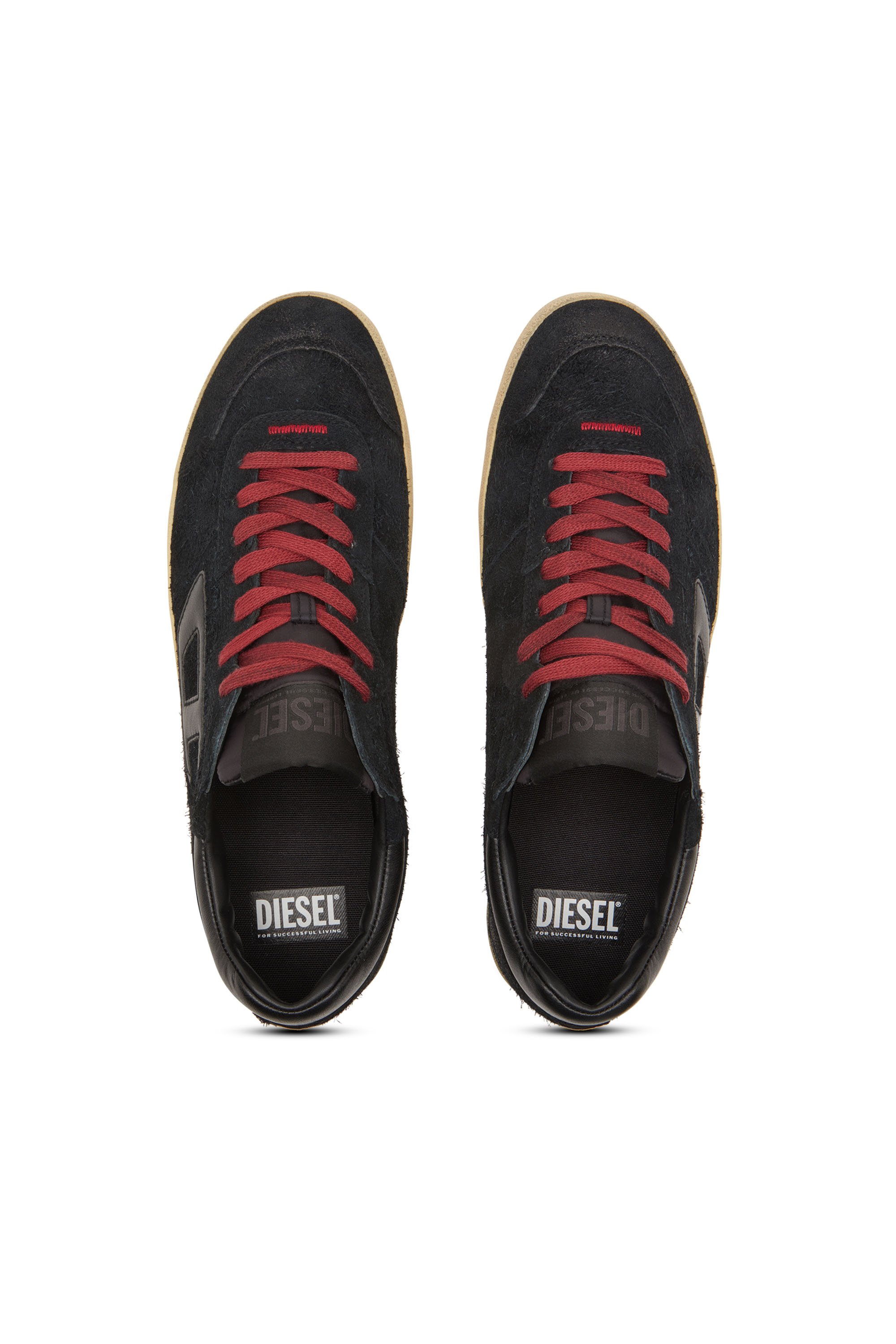 Diesel - S-LEROJI LOW, S-Leroji-Sneakers effet vieilli en cuir suédé poilu Homme in Noir - 5