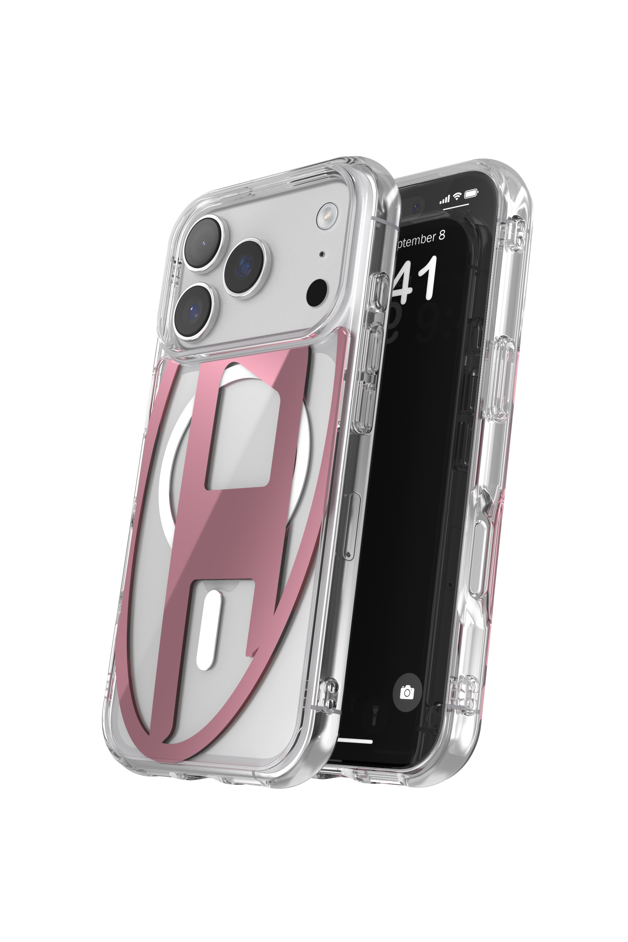 Diesel - 60421 AOP CASE, &Eacute;tui m&eacute;tallique Oval D avec Magsafe pour iPhone 17 Pro Mixte in Rose - 3