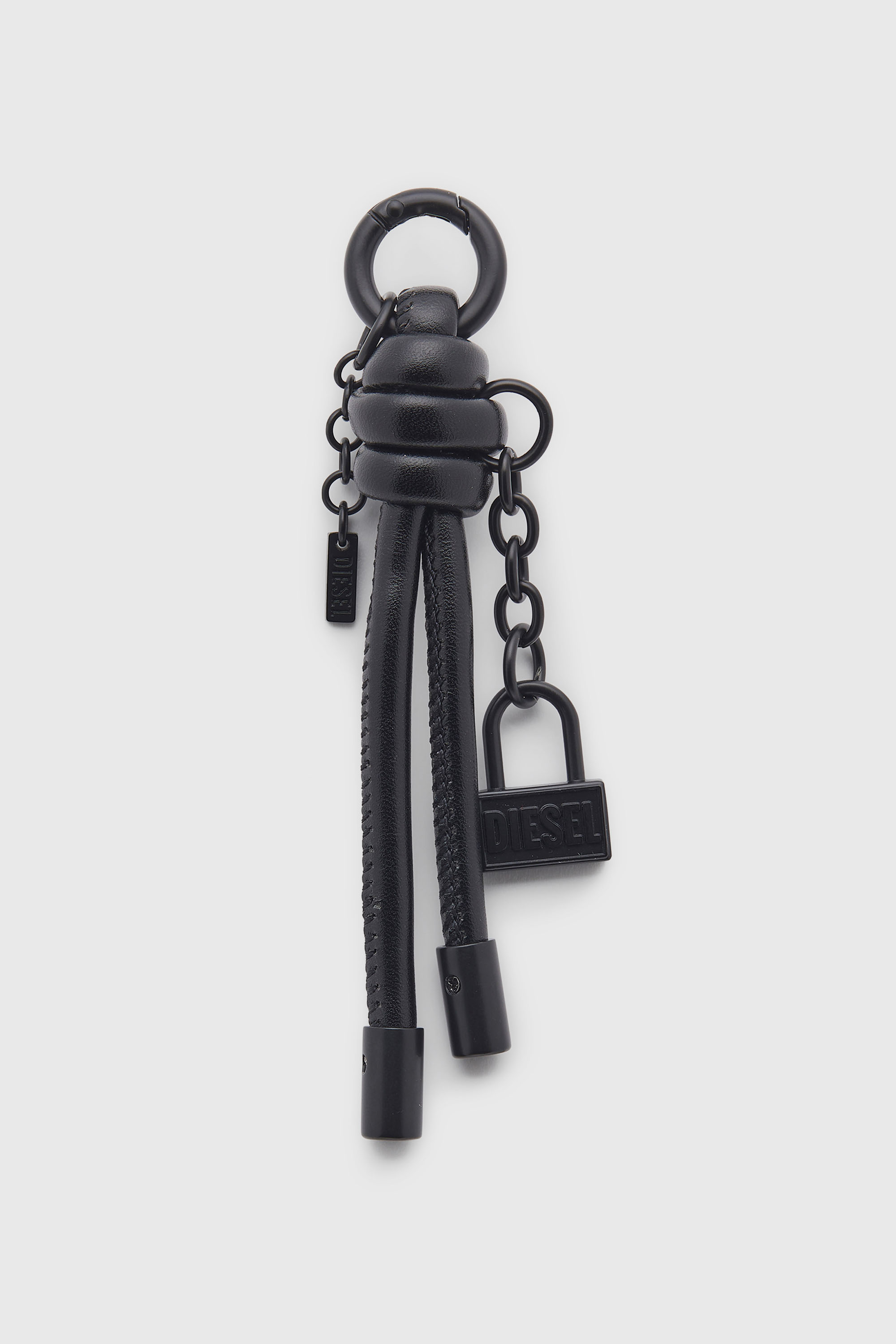 Diesel - CHARM-LOCK II, Portachiavi in metallo con dettaglio lucchetto Diesel Uomo in Nero - 1