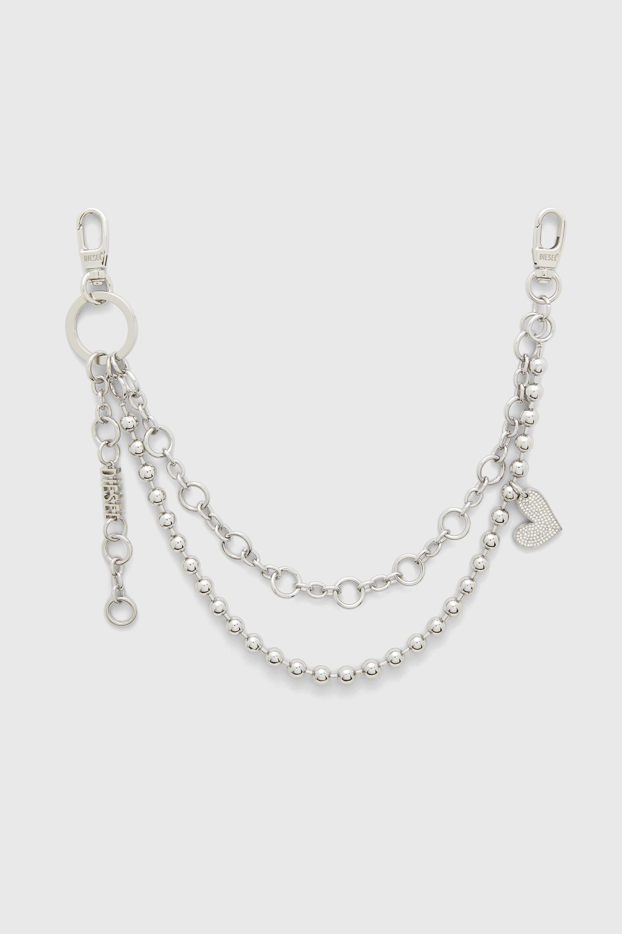 Diesel - CHAIN-D M, Collier &agrave; cha&icirc;nes superpos&eacute;es avec pendentif c&oelig;ur et pendentif Diesel Femme in Gris argent&eacute; - 1