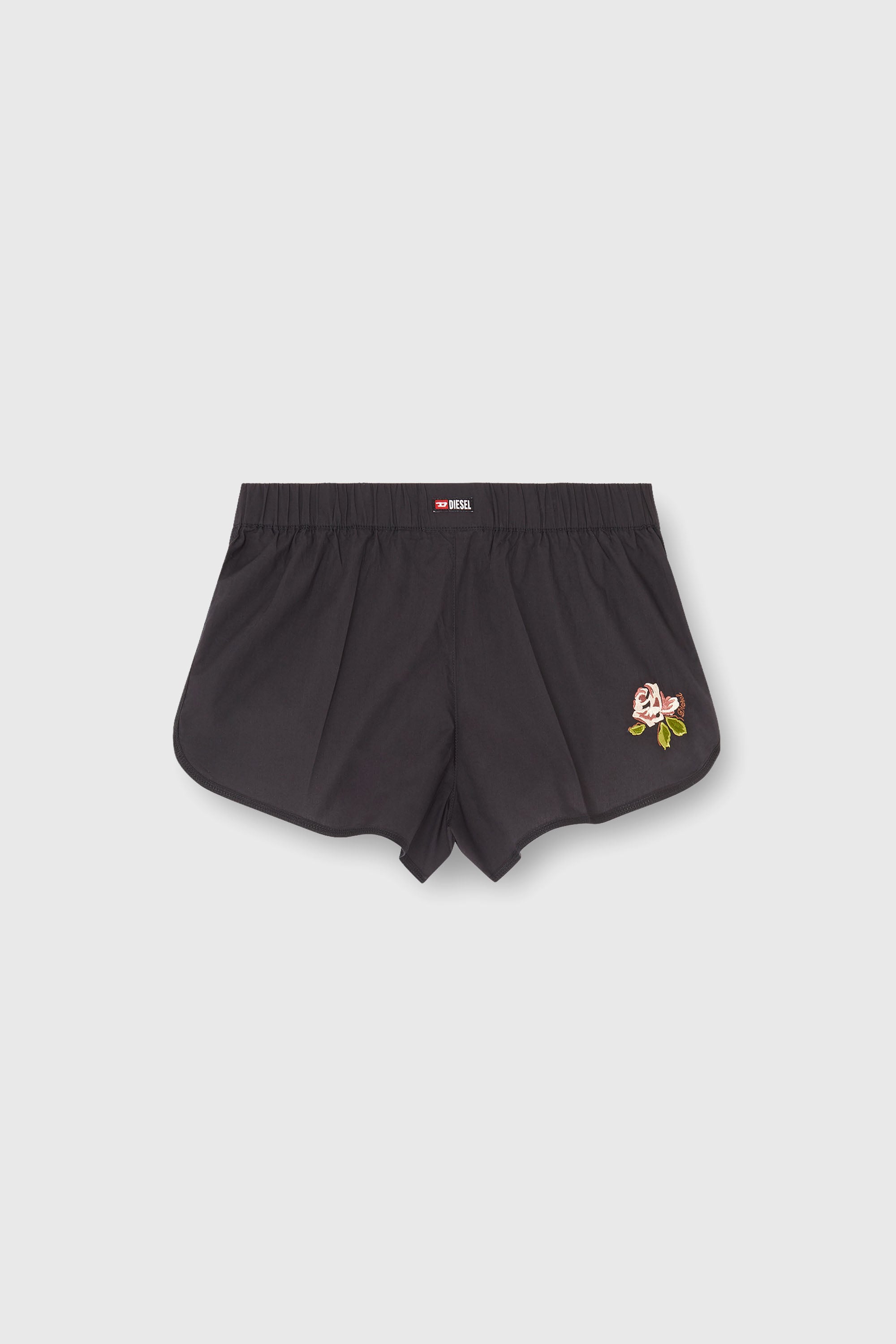 Diesel - ELOISE-D-CORE, Damen Boxershorts aus Baumwolle mit Blumenstickerei in Schwarz - 2