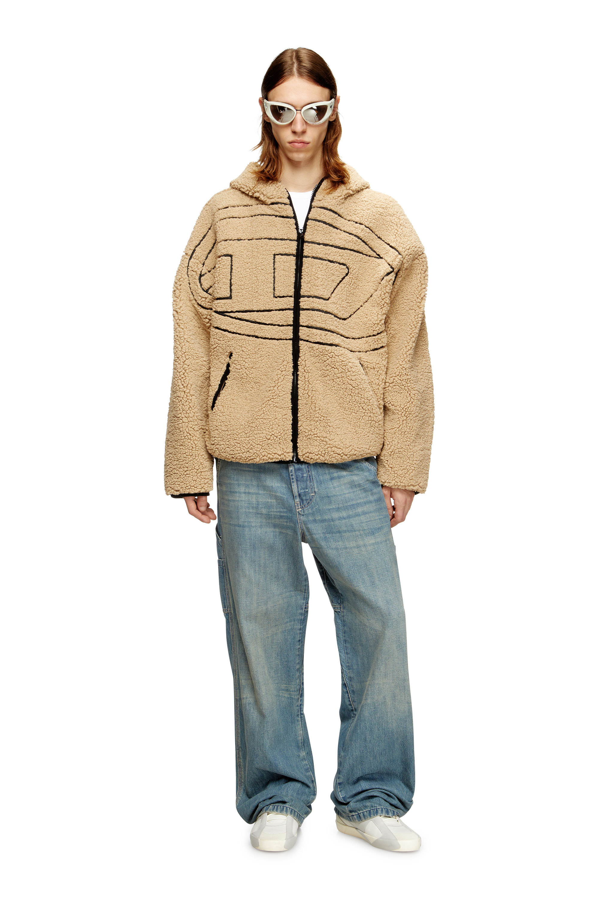 Diesel - S-ZAT, Herren Teddy-Kapuzenpullover in Beige - 1