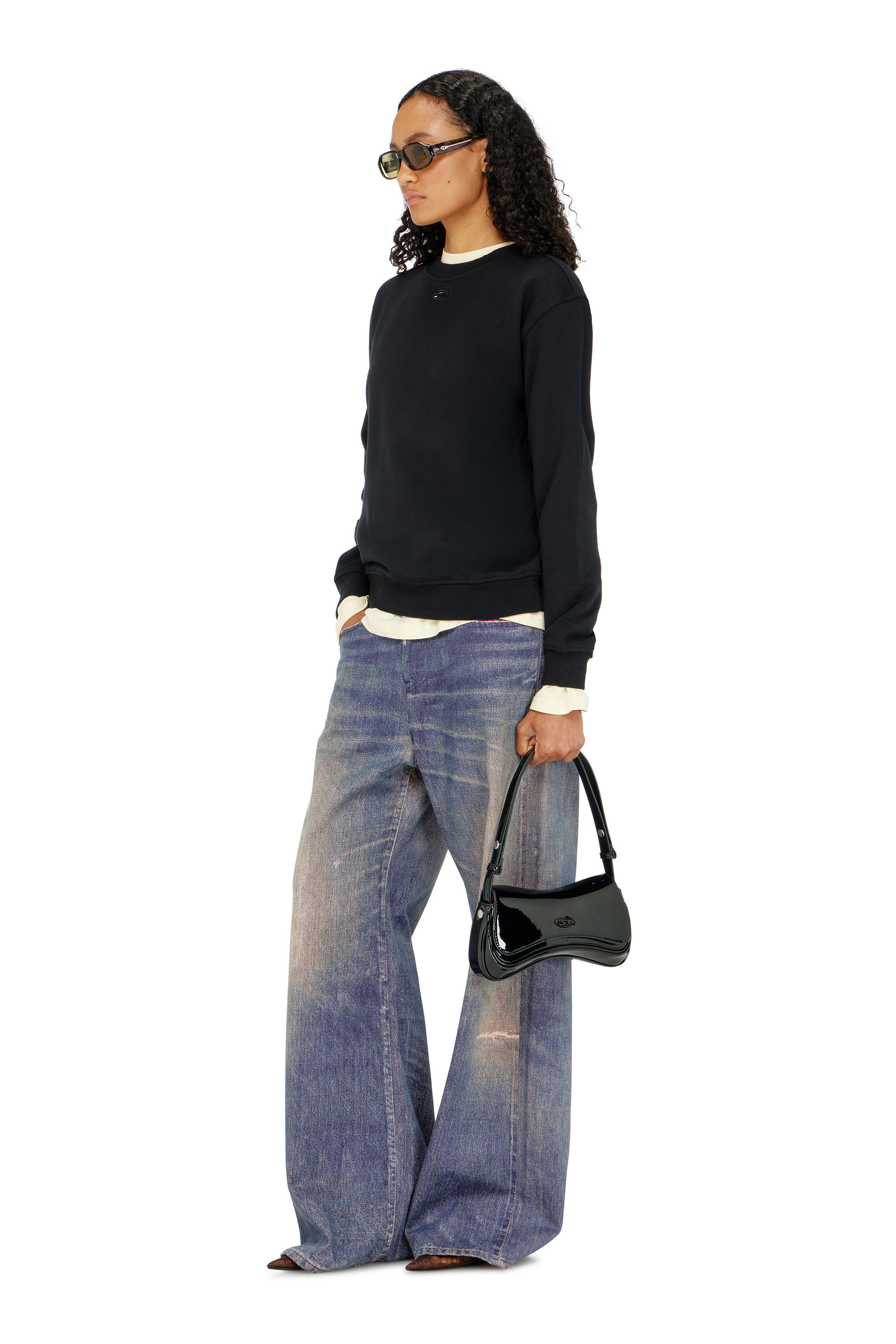 Diesel - F-NORMY-OD, Sweat-shirt en coton avec broderie Oval D Femme in Noir - 2