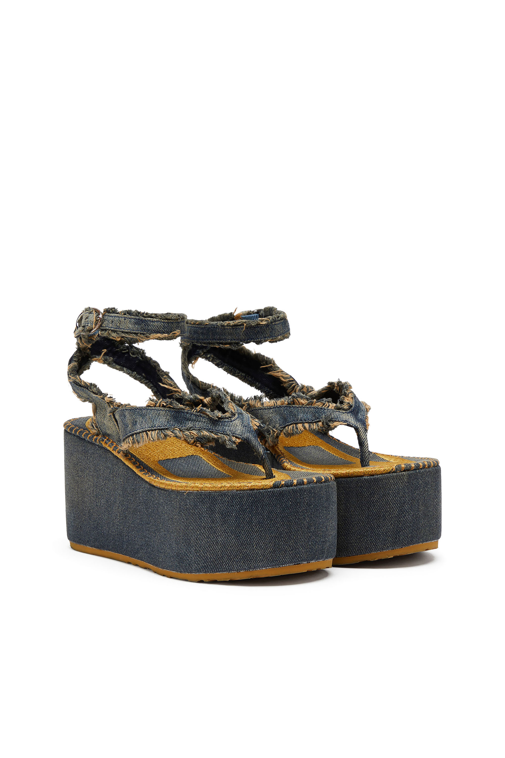 Diesel - SA-NIKOLA SANDAL, Damen Sa-Nikola &ndash; Sandale aus Denim mit ausgefransten Details in Blau/Grau - 3