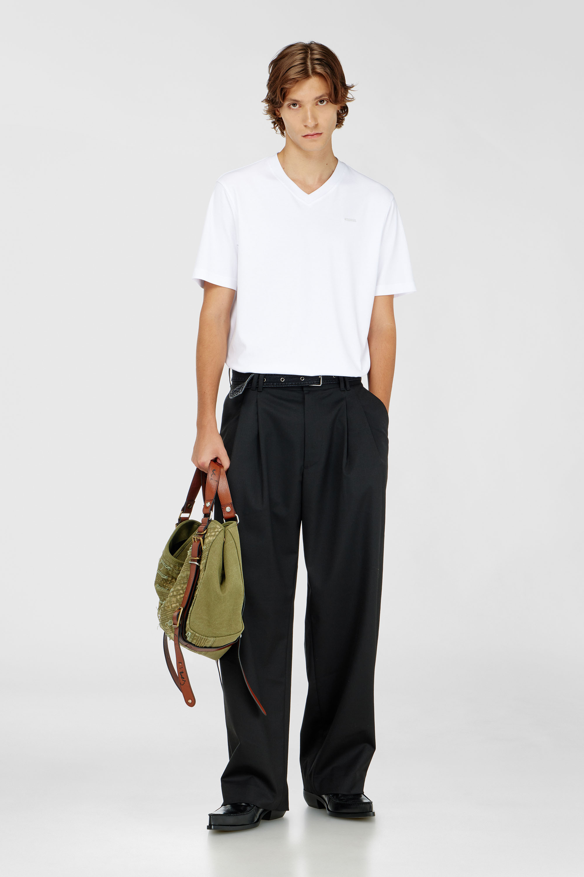 Diesel - T-ADJUST-V-MICRODIV, T-shirt con scollo a V con micro ricamo logo Uomo in ToBeDefined - 1