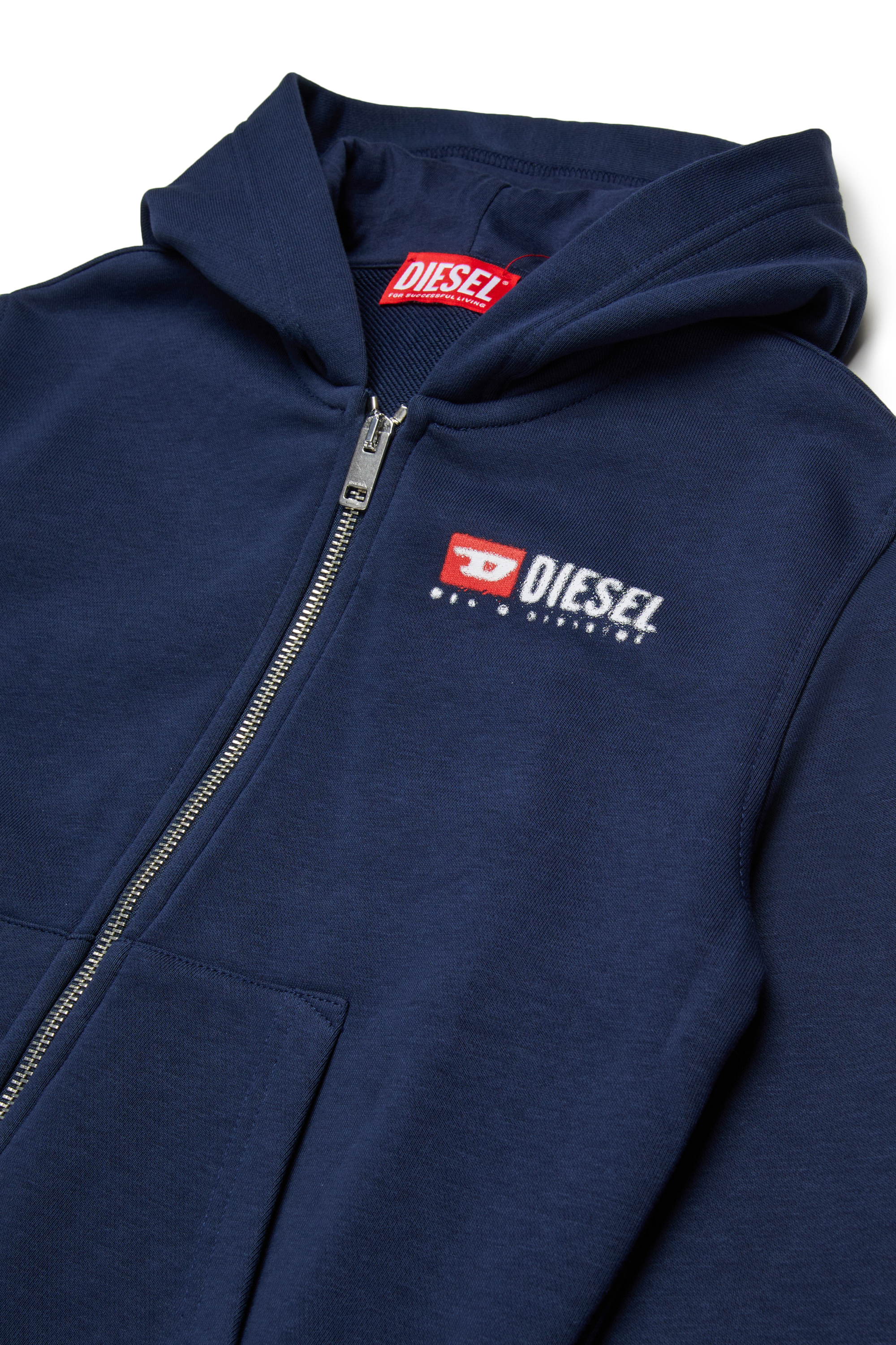 Diesel - SDROPSHOODZ OVER, Herren Baumwoll-Hoodie mit Reißverschluss in Blau - 3