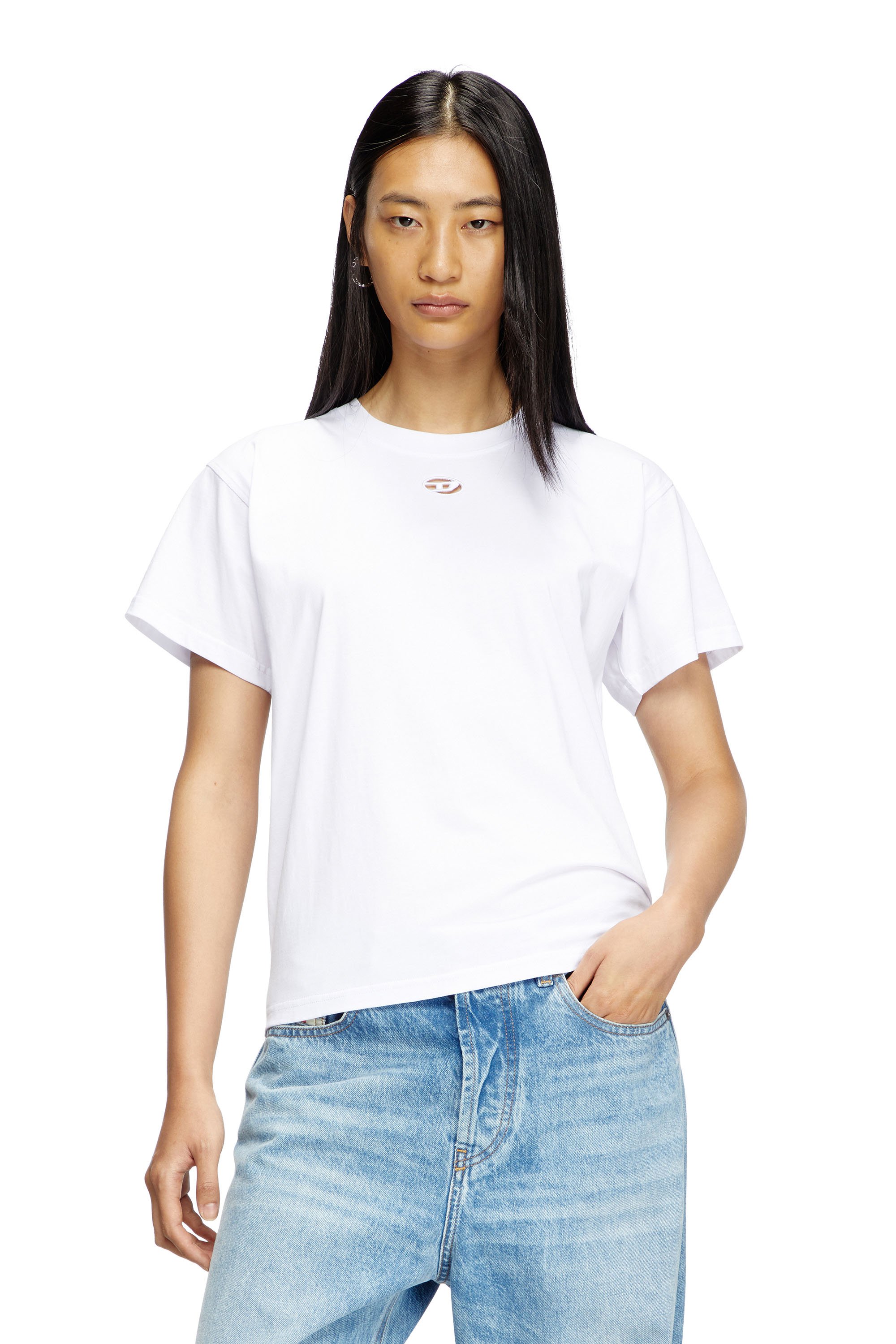 Diesel - T-MAREY, T-shirt avec petit Oval D Femme in Blanc - 1