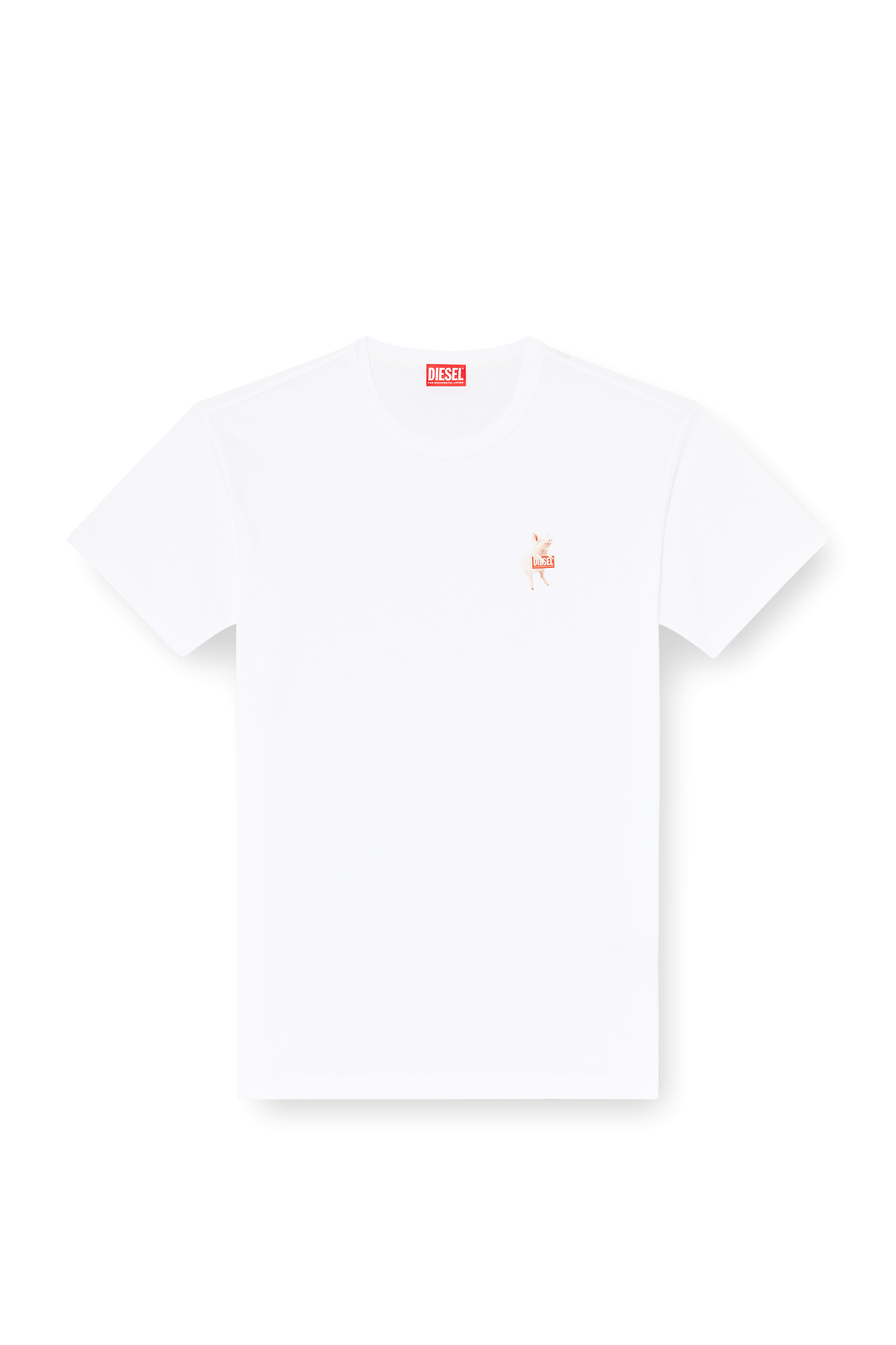 Diesel - T-NORM-V4, Herren T-Shirt mit Schwein- und Logoprint in Wei&szlig; - 3