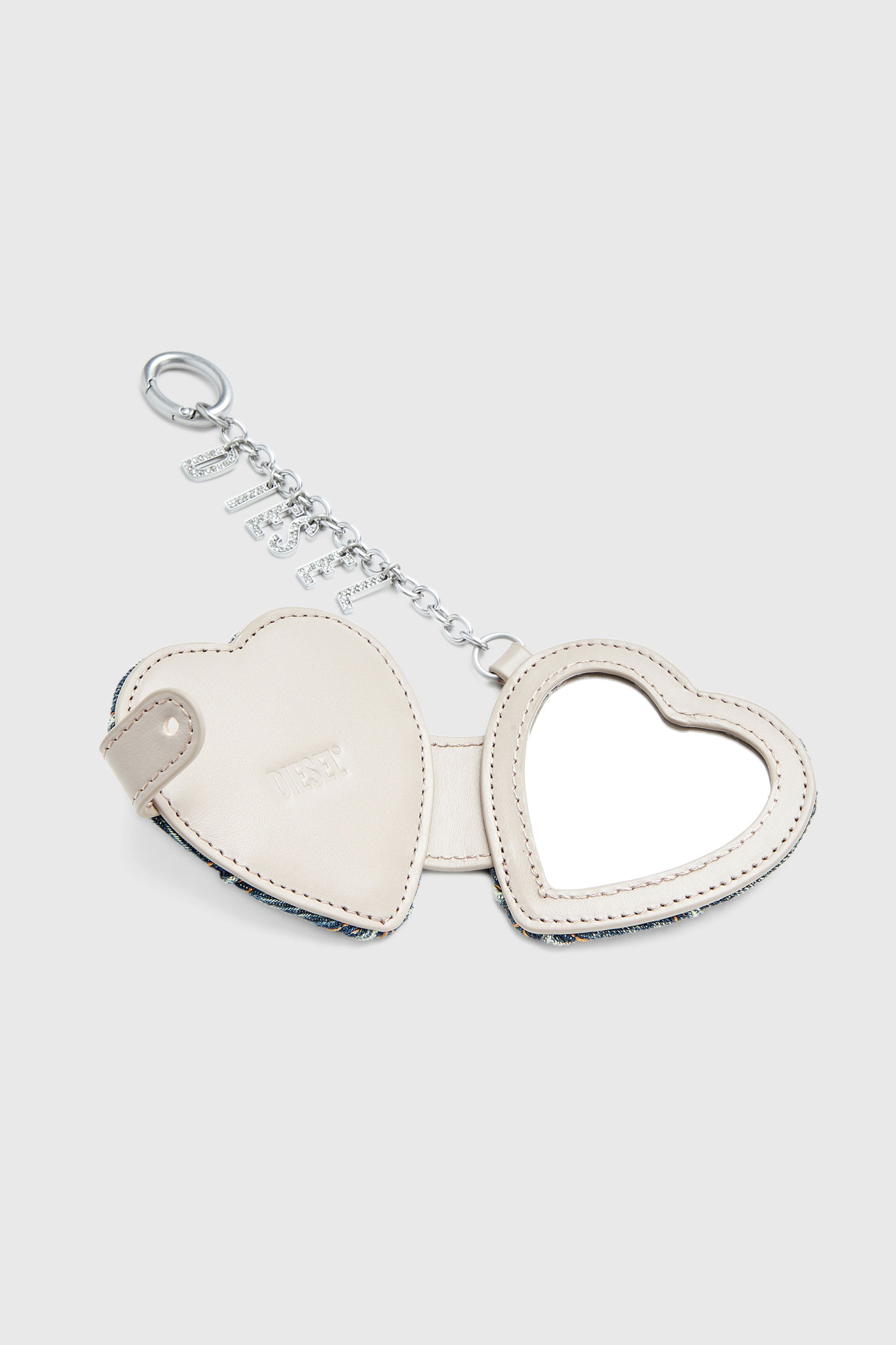 Diesel - CHARM-D MIRROR, Damen Spiegelanh&auml;nger aus gestepptem Argyle-Denim in Silber - 2