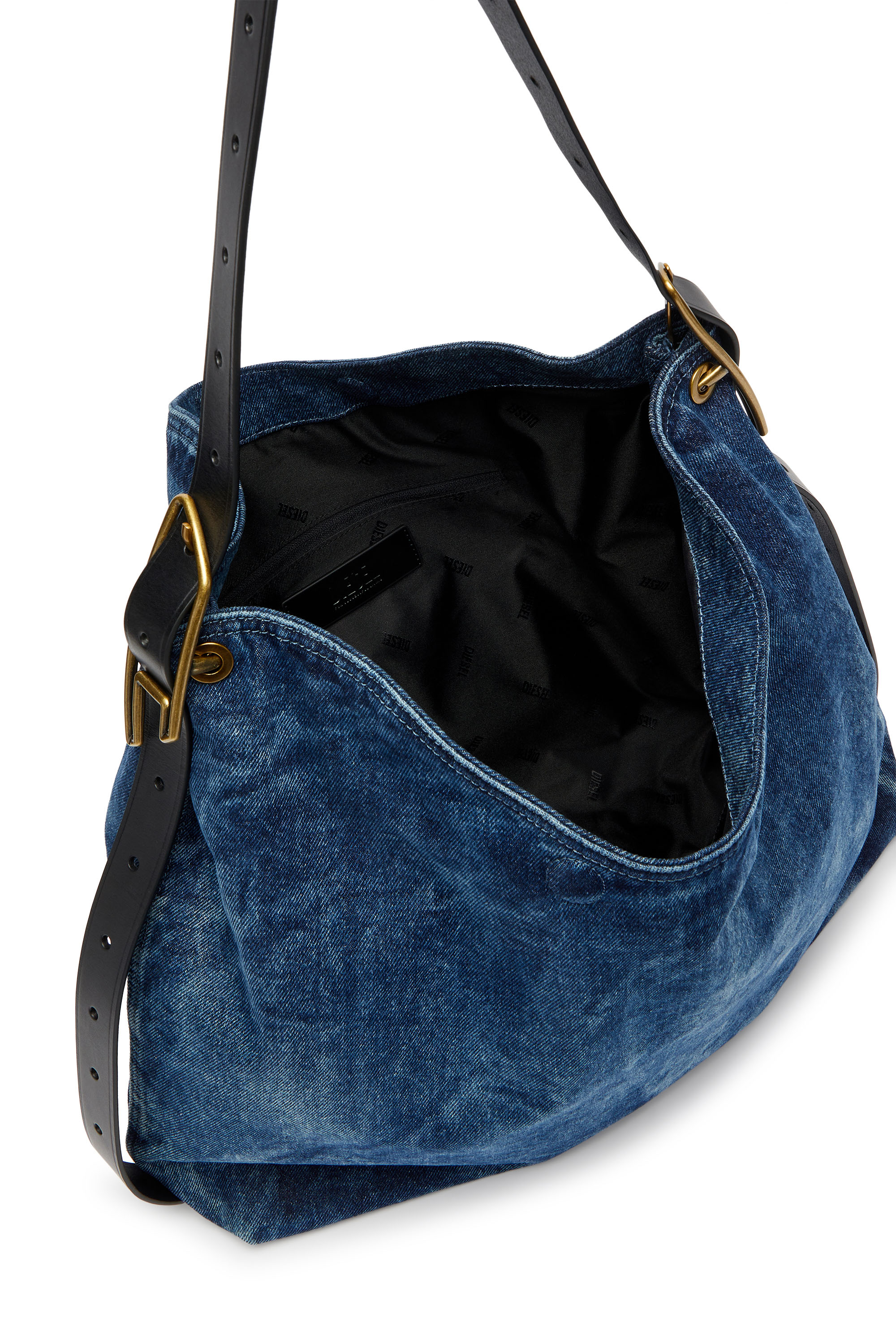 Diesel - D-LINE HOBO, D-Line-Borsa hobo in denim Donna in Blu - 4