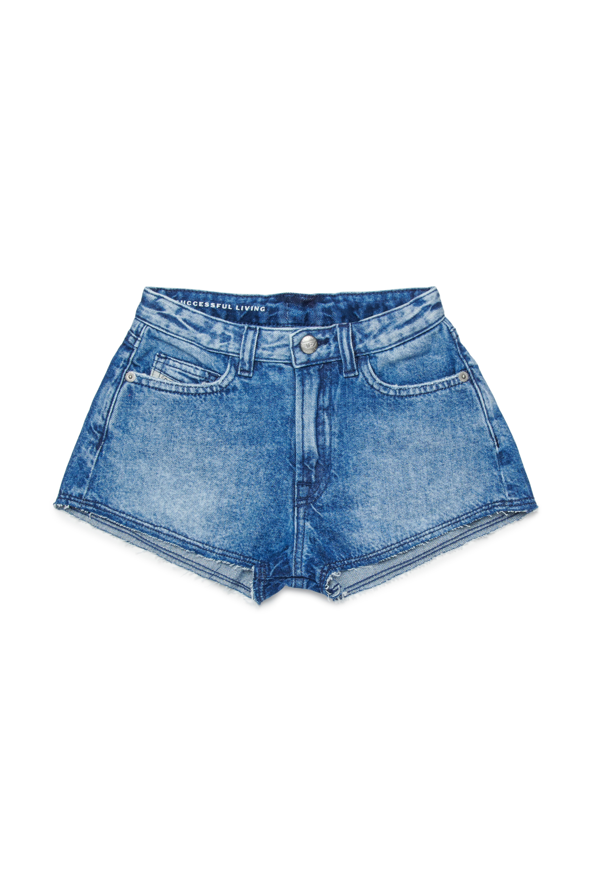 Diesel - PLAFFY, Damen Denim-Shorts mit offenen S&auml;umen in Mittelblau - 1