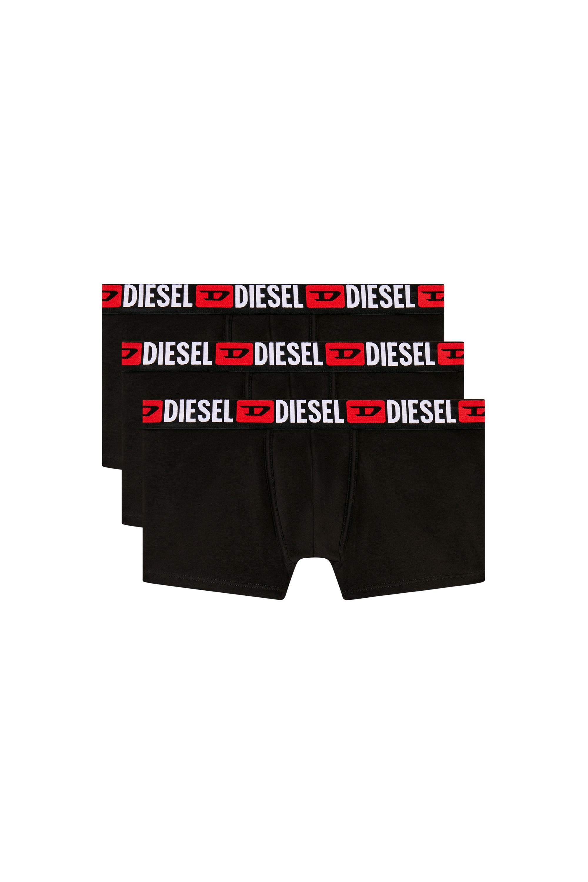 Diesel - UMBX-DAMIENTHREEPACK, Uomo Set di tre boxer lunghi con elastico in vita con logo all-over in Nero - Image 1