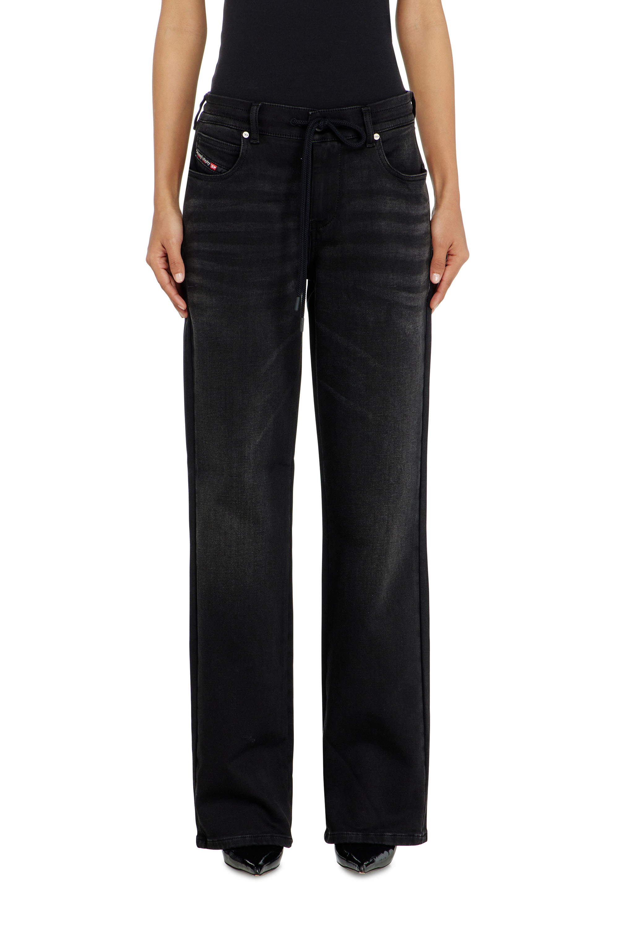 Diesel - Regular 2071 D-Meel Joggjeans&reg; 09P90 Donna, Nero/Grigio scuro - Image 2