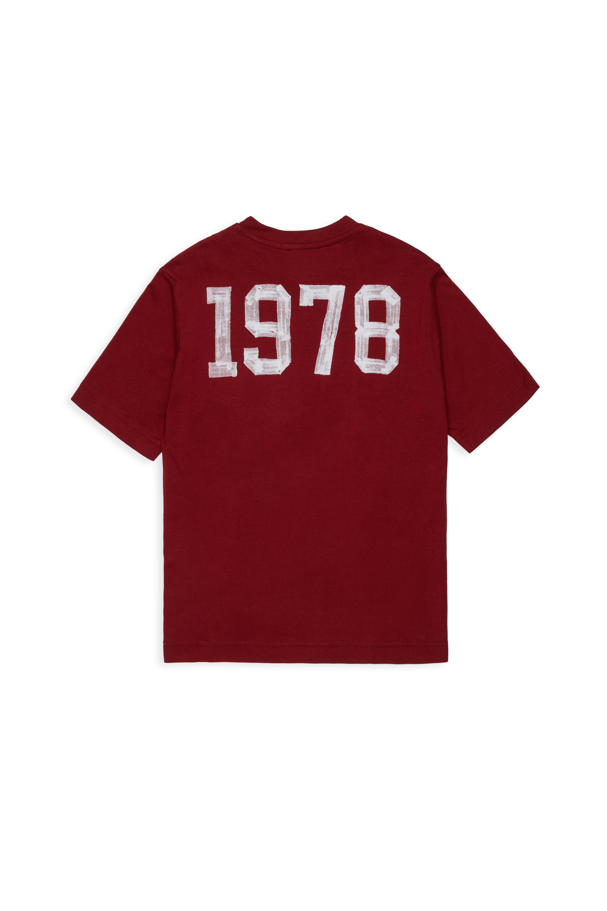 Diesel - TBAND OVER, T-shirt in cotone con grafica stile college Uomo in Rosso - 2