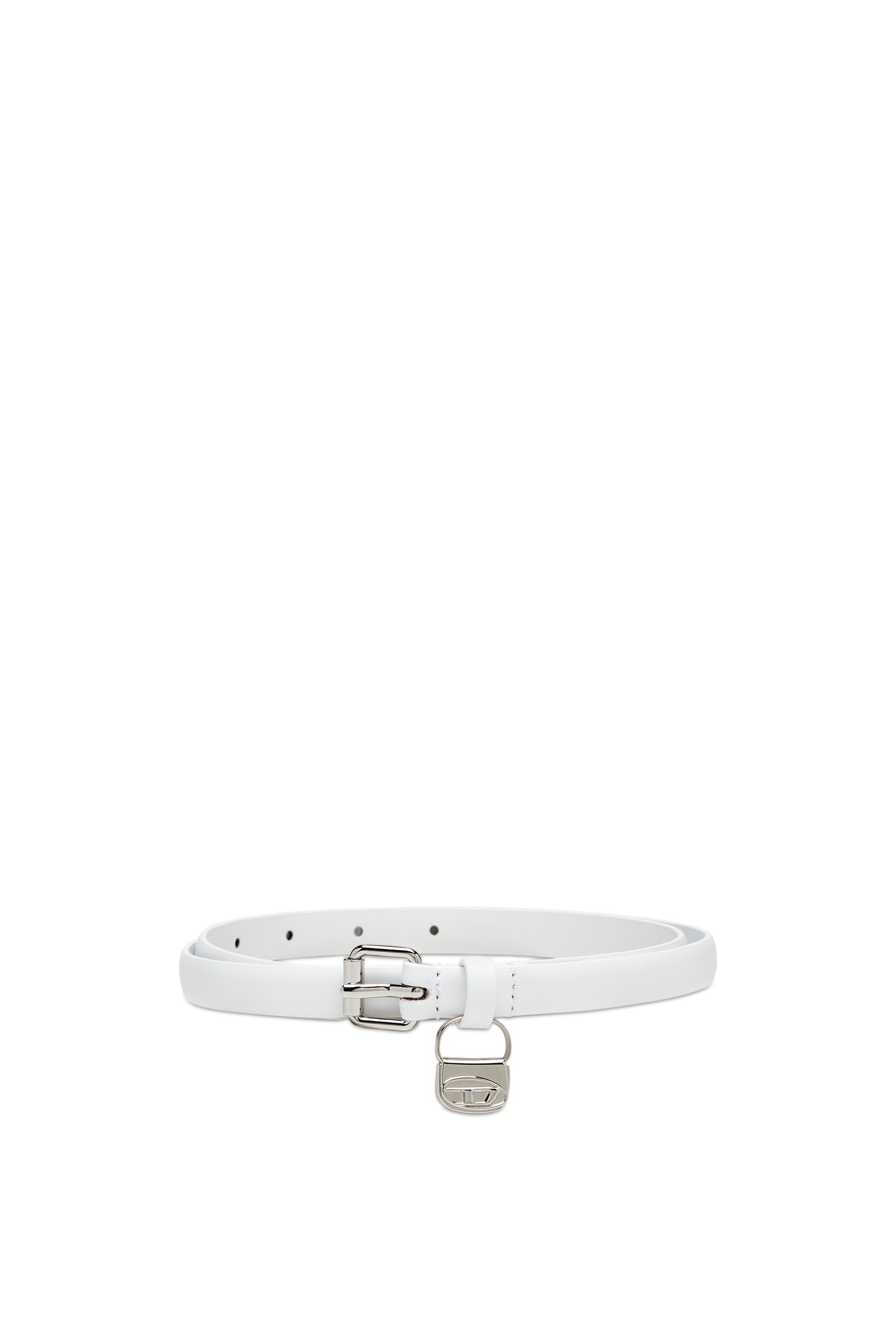 Diesel - B-CHARM HIP, Ceinture slim en cuir avec bijou de sac 1DR Femme in Blanc - 1