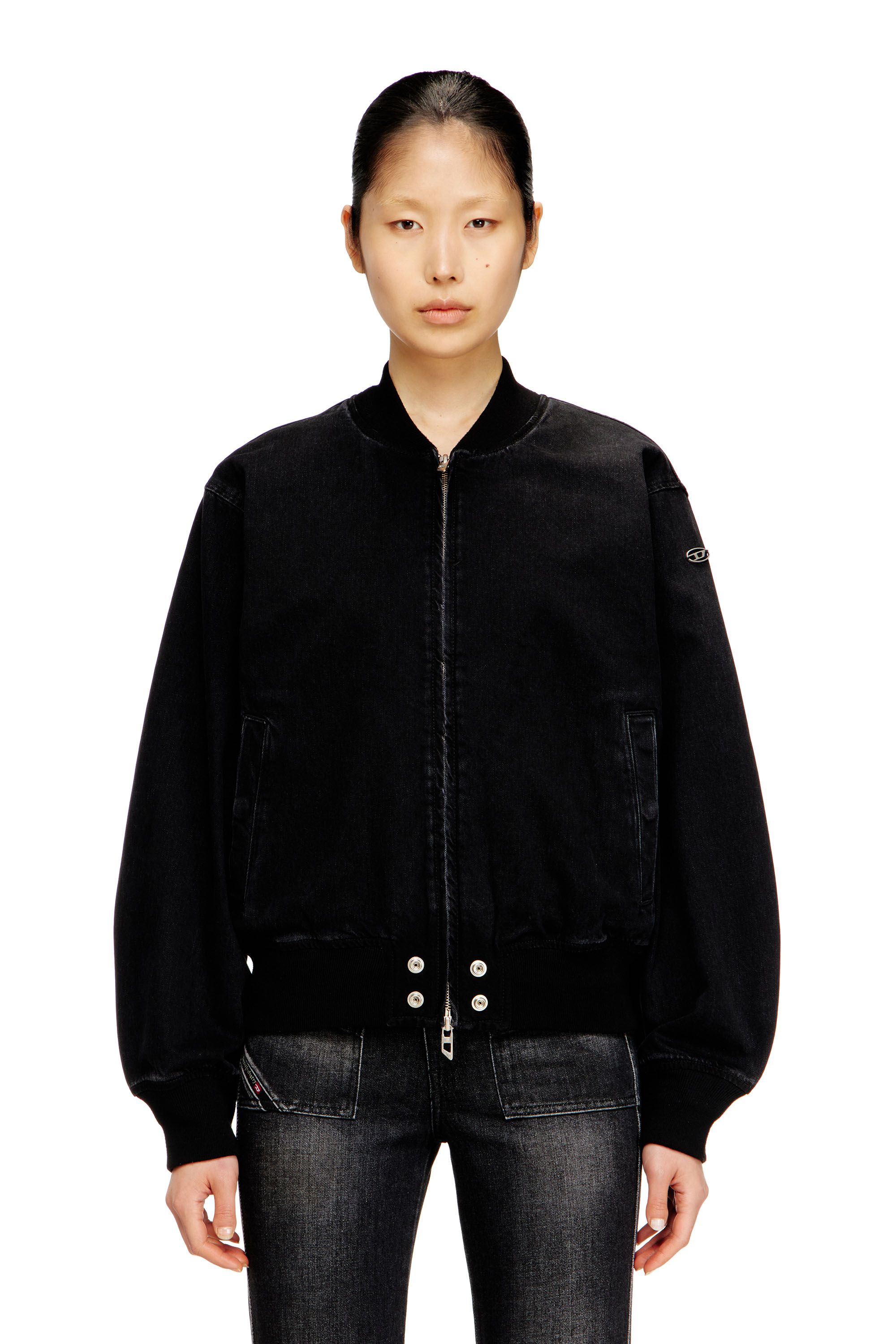 Diesel - D-GUZ, Blouson aviateur en denim Mixte in Noir - 1