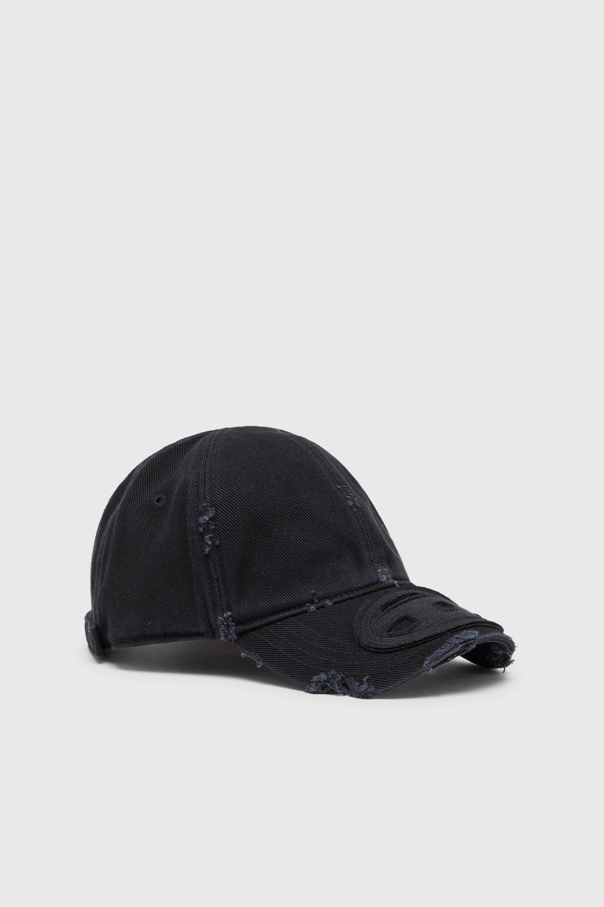 Casquette en coton twill avec d&eacute;tails us&eacute;s