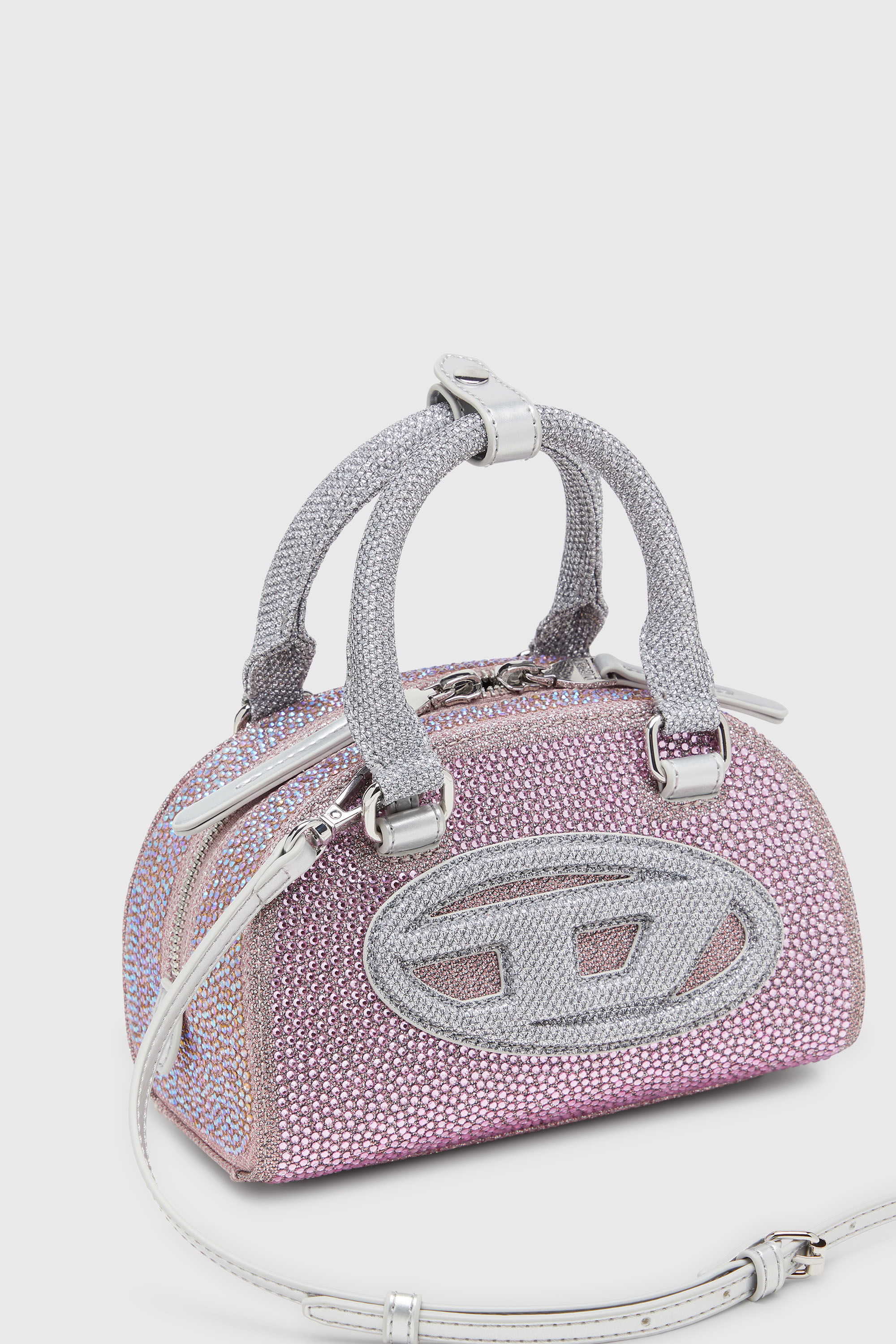 Diesel - 1DR DOME CROSSBODY, Damen 1DR Dome - Kleine-Crossbody-Bag aus Crystal Lurex in Rosa - 5