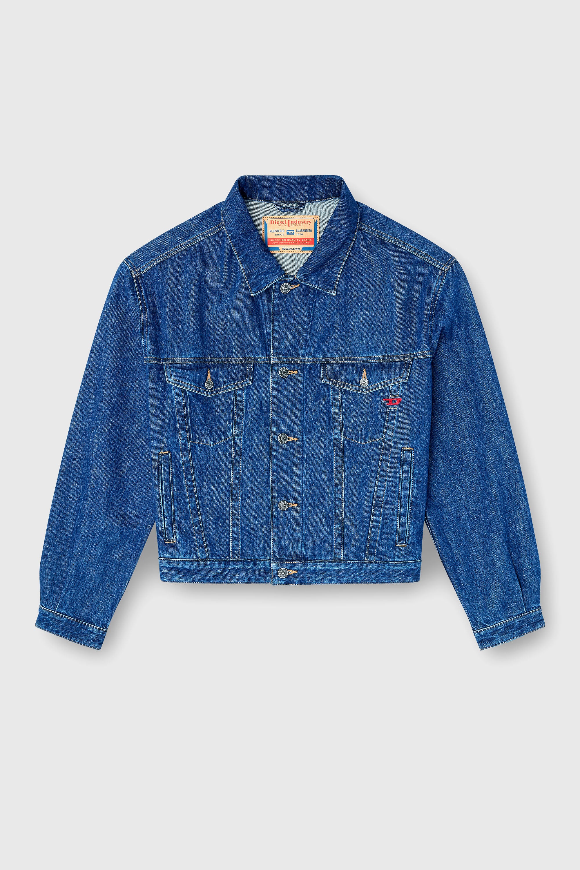 Diesel - D-RANGER, Man's Trucker jacket in denim in Medium blue - 2