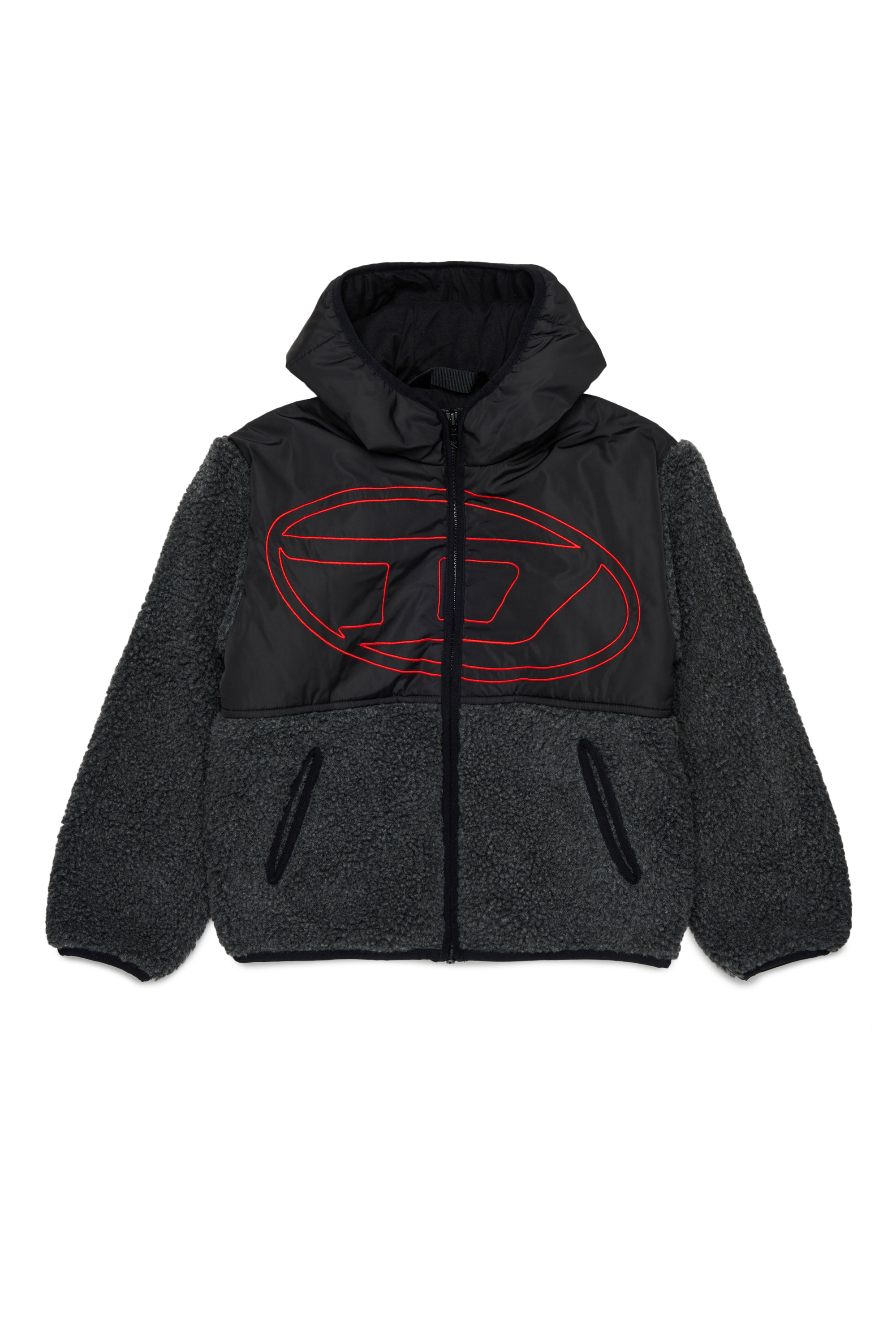 Diesel - JSHEAR, Veste &agrave; capuche en nylon et polaire teddy Homme in Noir - 1