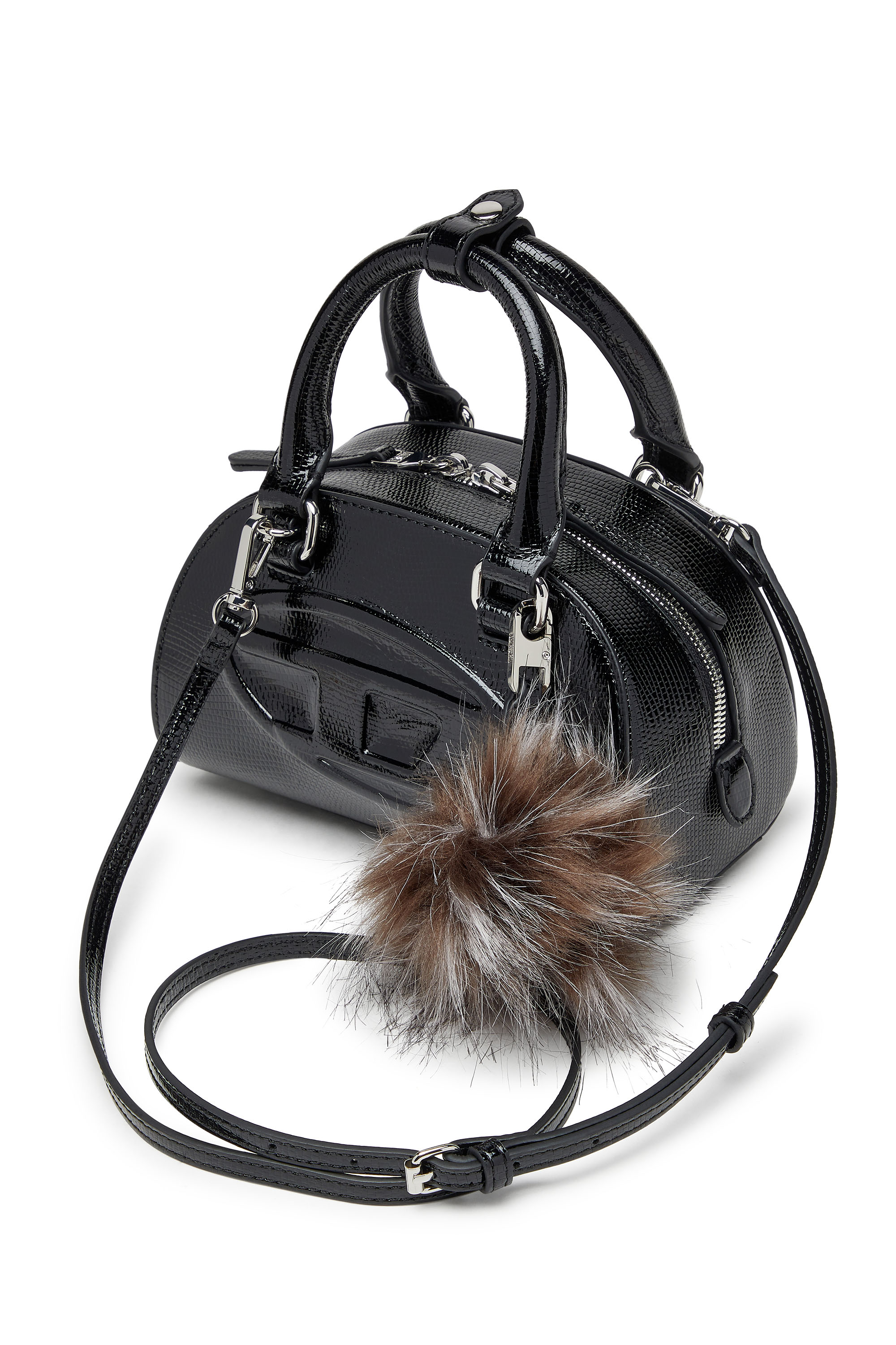 Diesel - 1DR DOME CROSSBODY, Mini sac bowling en cuir embossé Femme in Noir - 5
