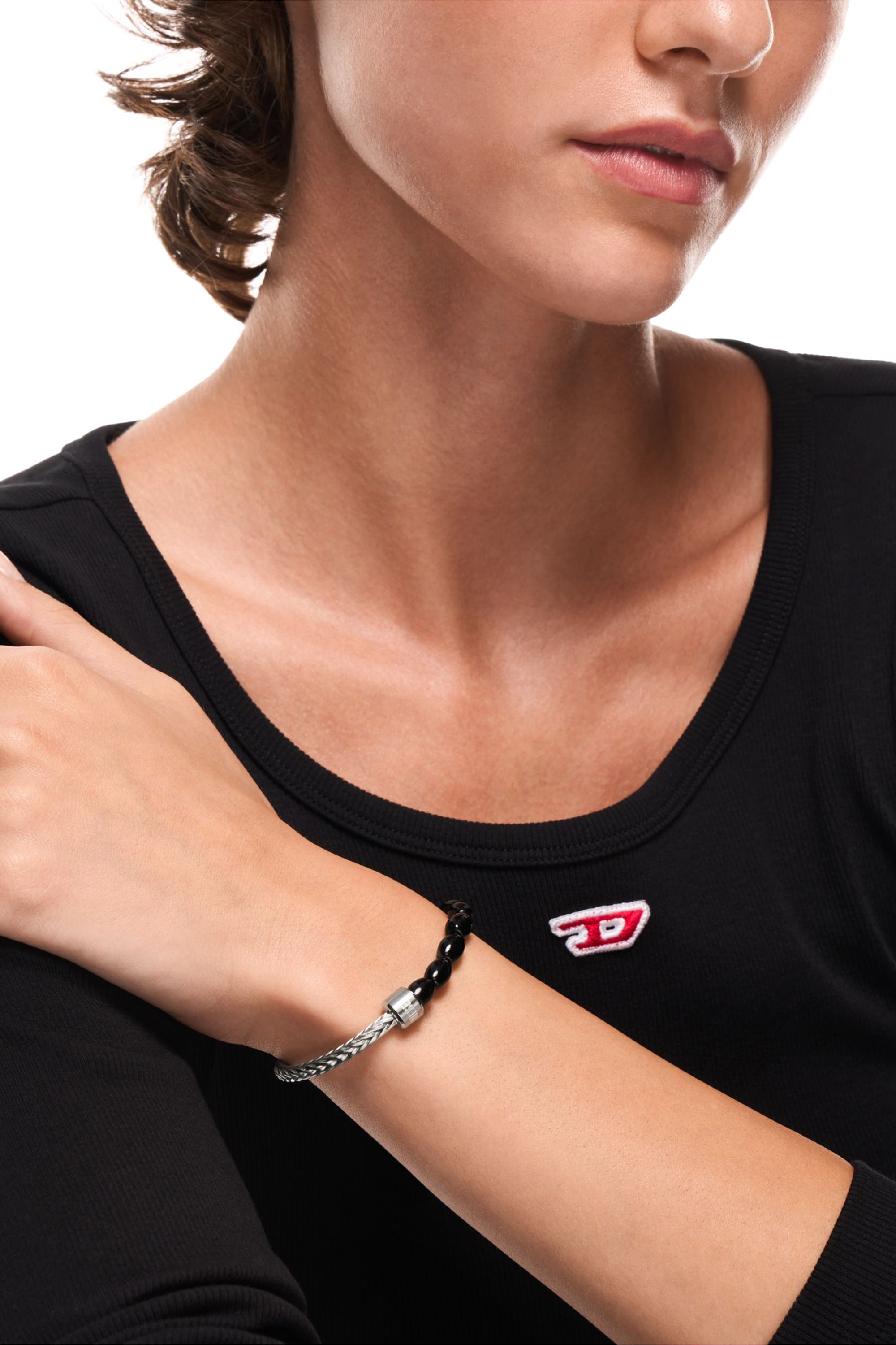 Diesel - DX1714040, Bracciale con perline in agata nera Unisex in Argento - 4