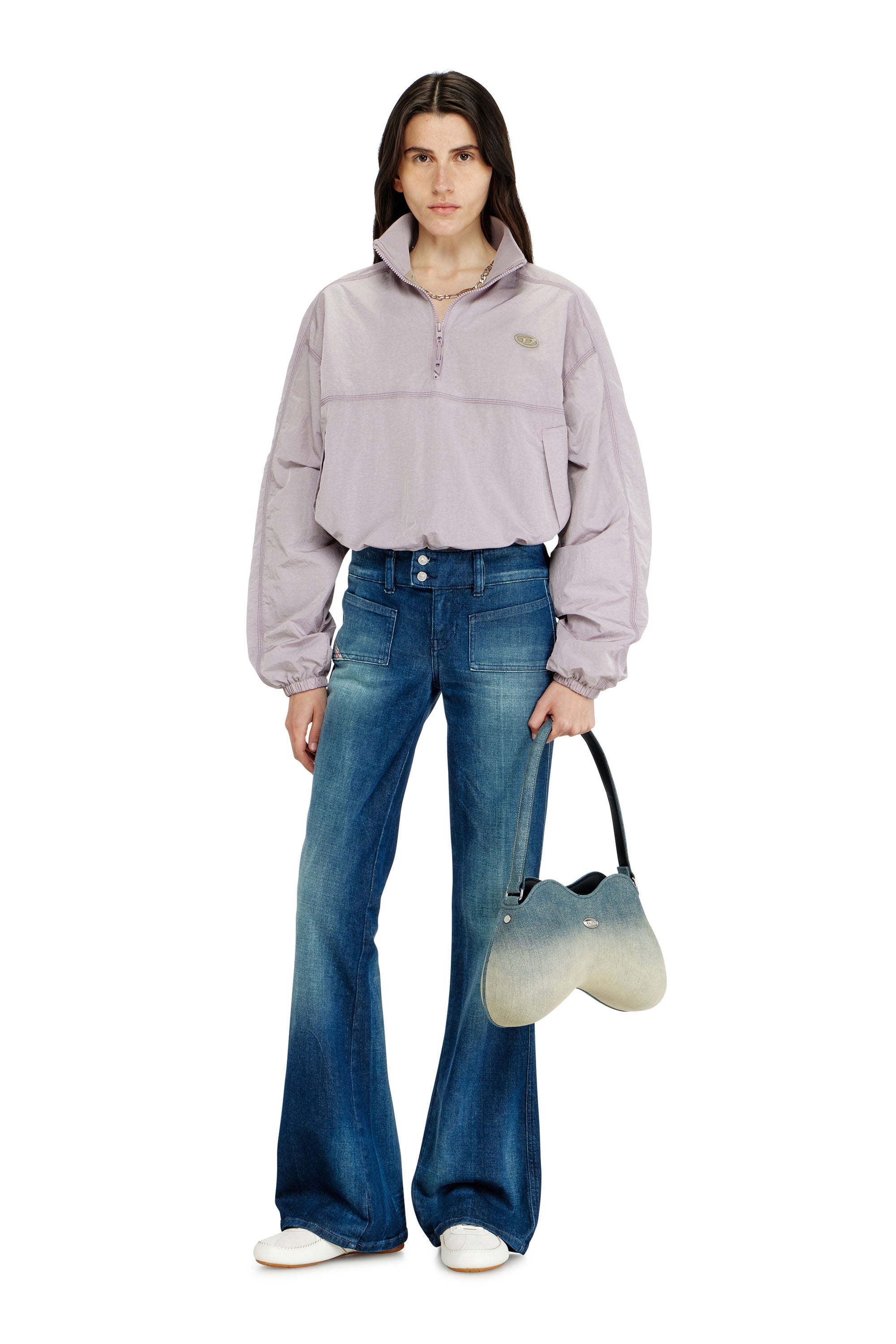 Diesel - DOUBLE-D SHOULDER, Damen Double-D-Schultertasche aus solarisiertem Denim in Hellblau - 2