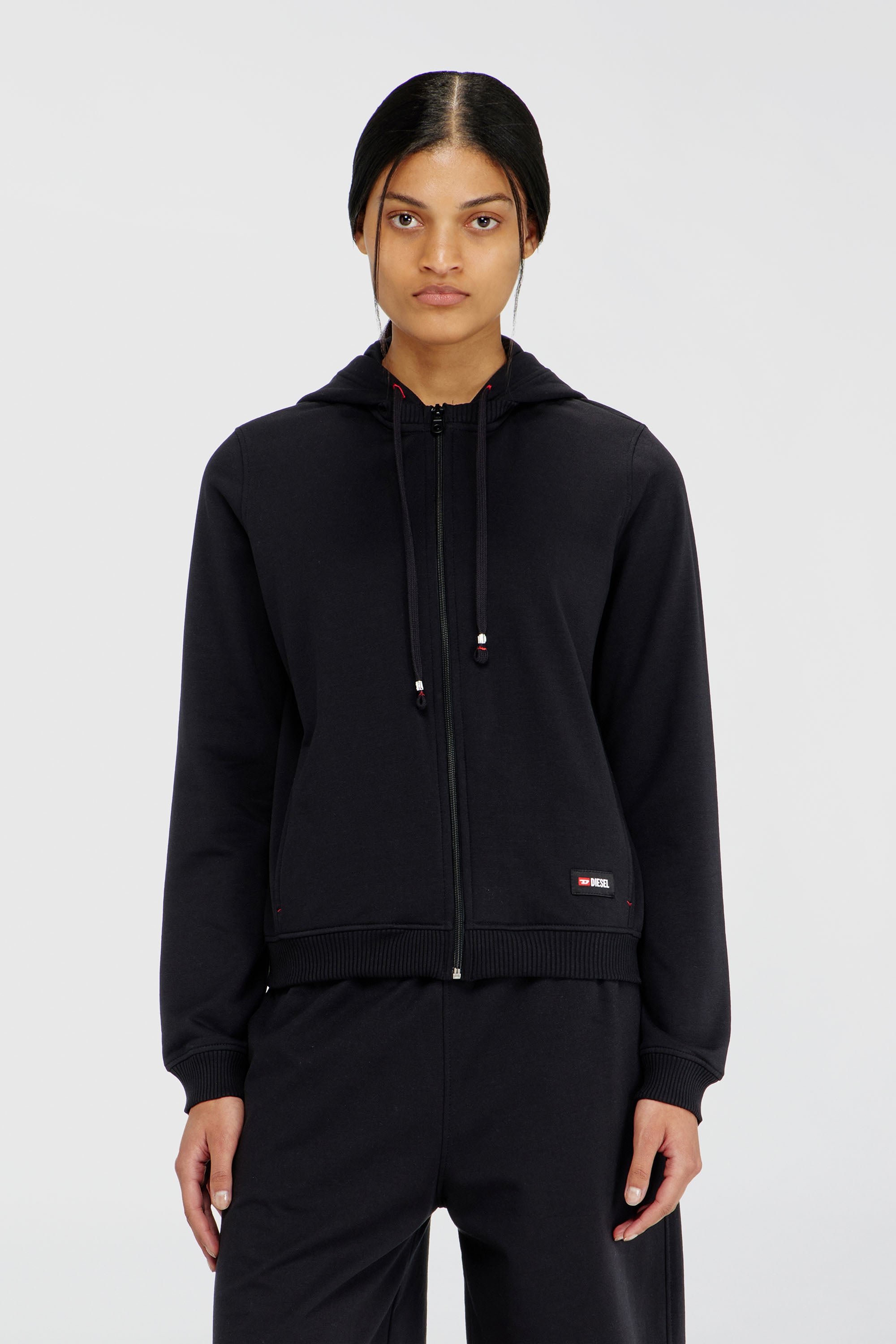 Diesel - HARRIET-D-CORE, Felpa con cappuccio in misto cotone smerigliato Donna in Nero - 2