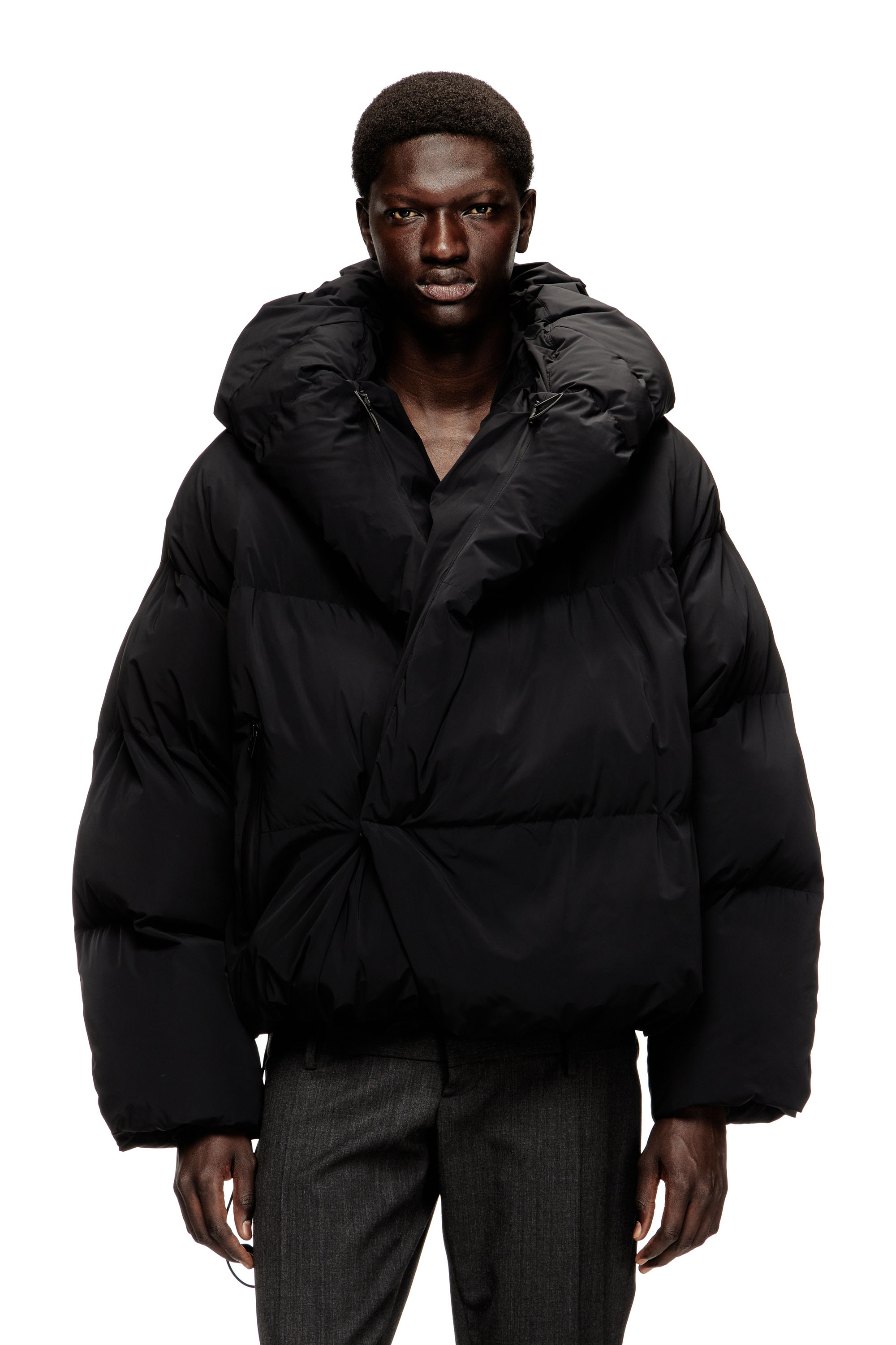 Diesel - J-SCOTTS-PADDED-A, Herren Wickel-Daunen-Jacke aus Stretch-Nylon in Schwarz - 1