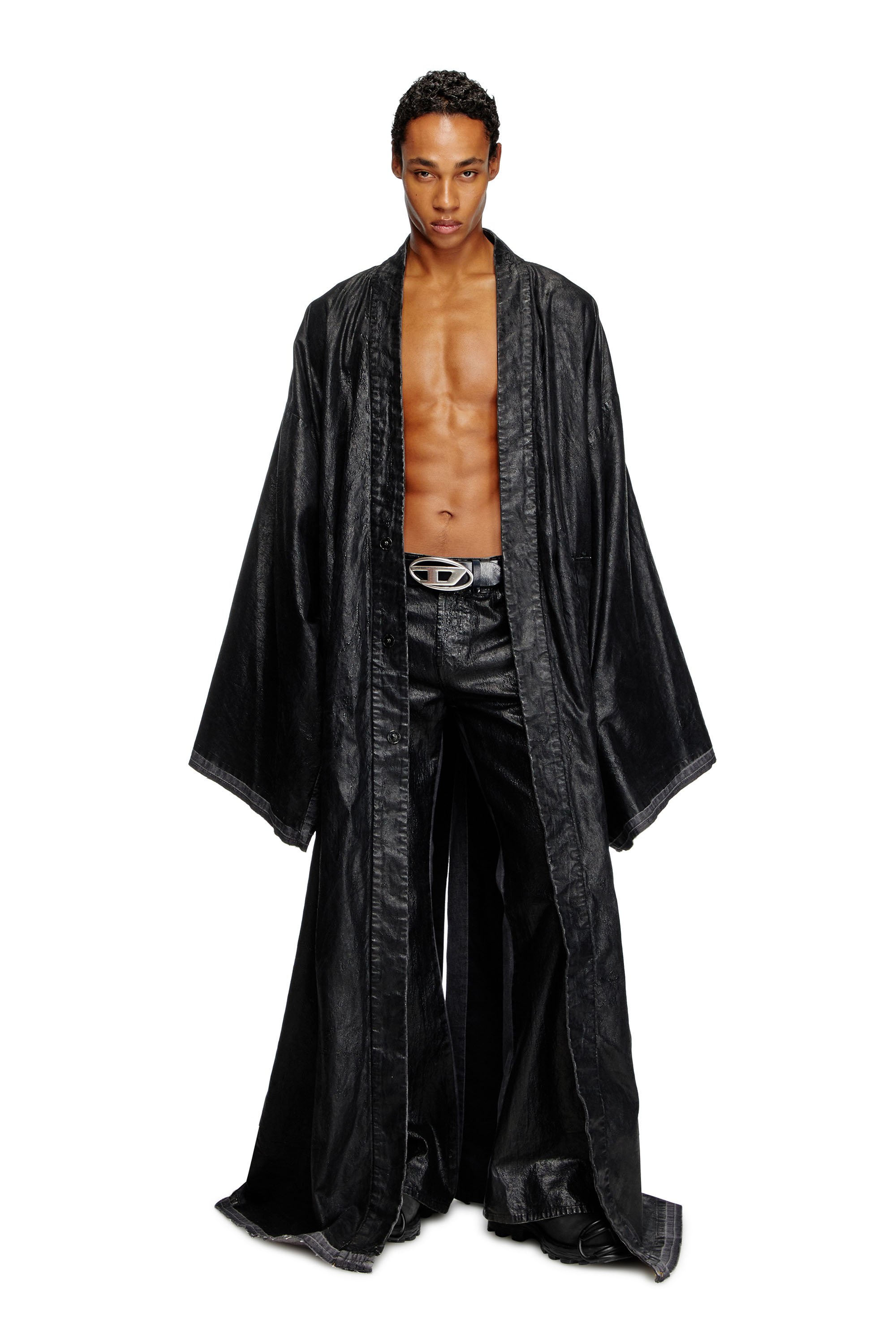 Diesel - D-D-KIM, Cappotto stile kimono con coating Unisex in Nero - 1