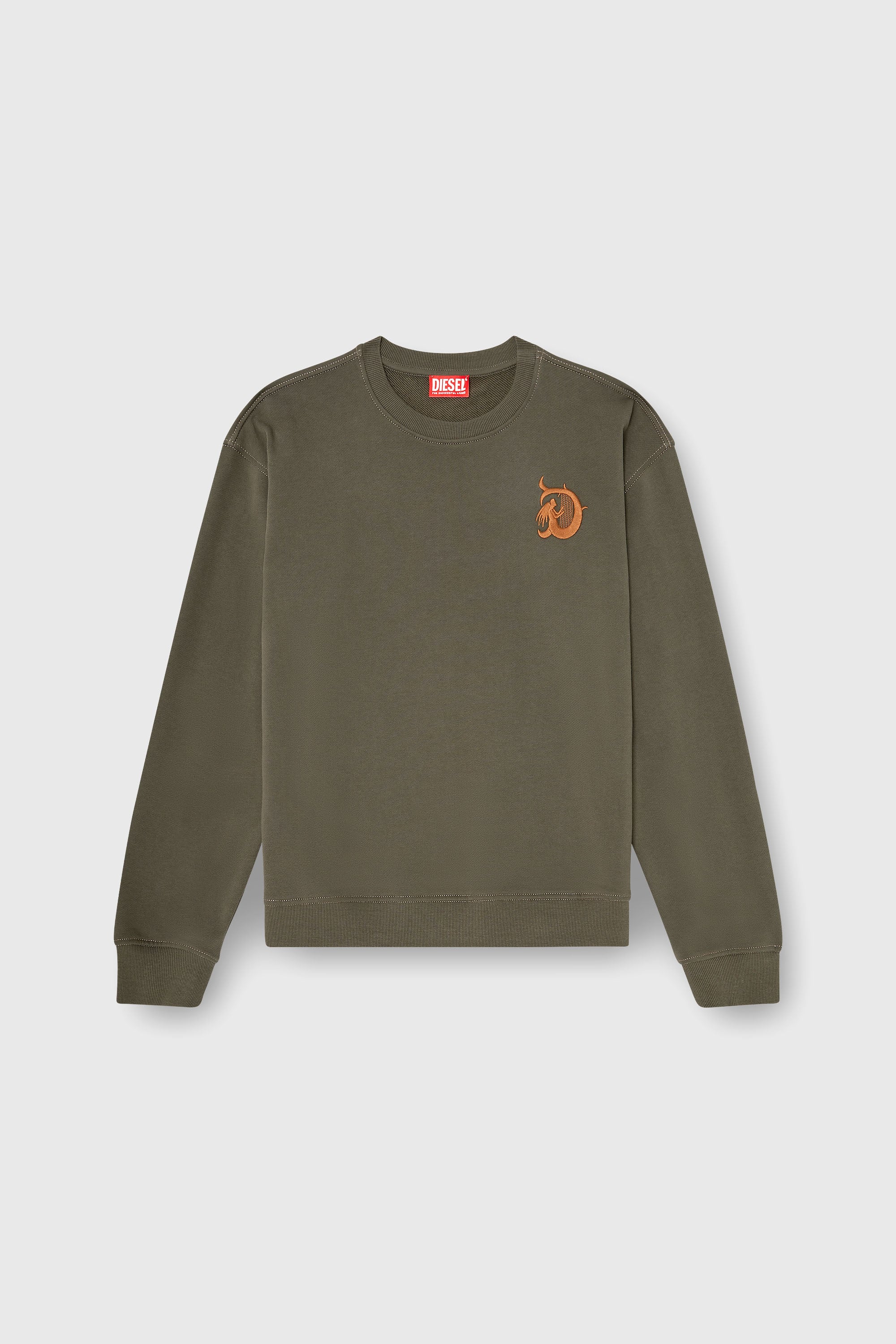 Diesel - S-NORM-AA4, Man's Sweatshirt with embroidery and flock print in Military Green - 2
