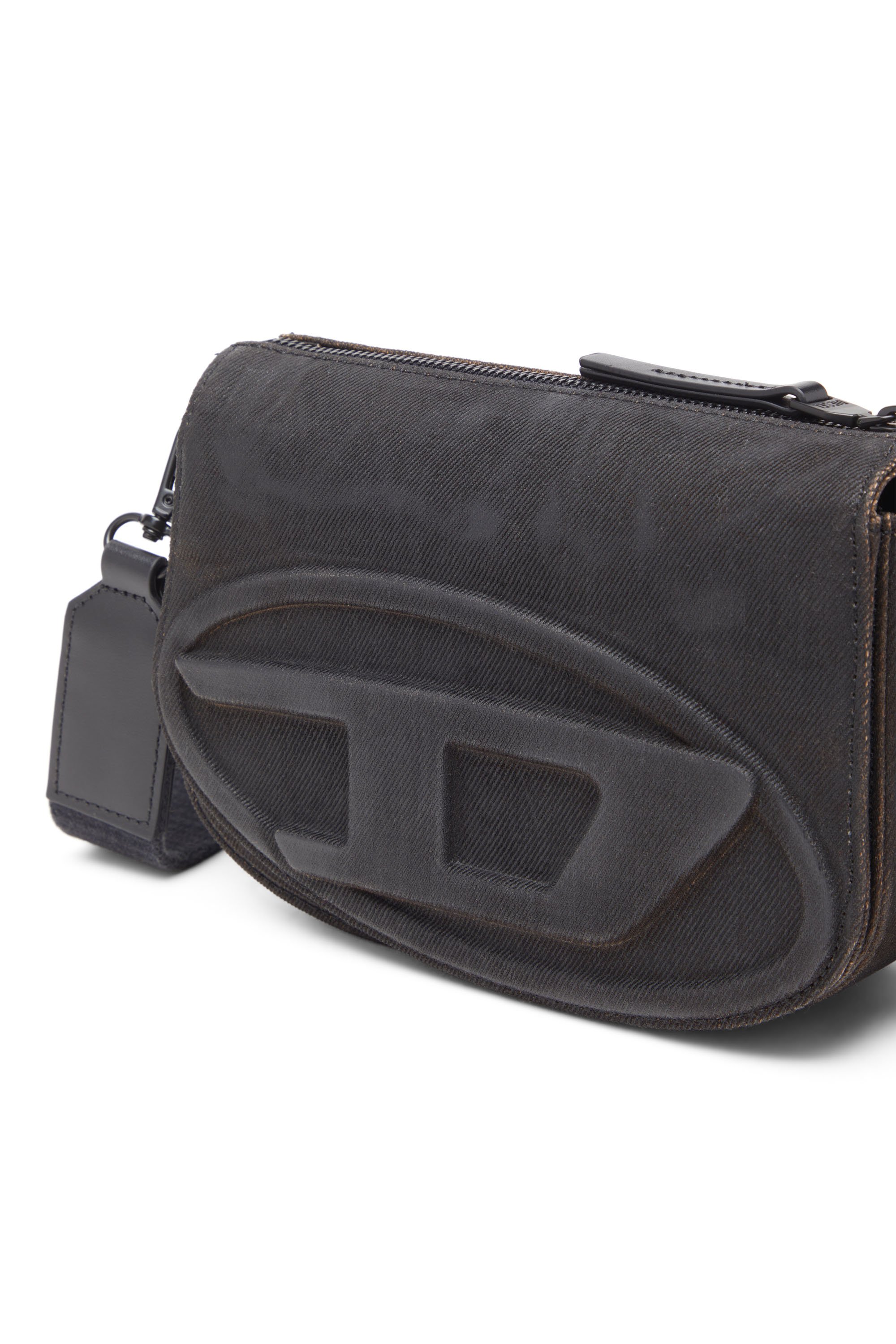 Diesel - 1DR CAMERA BAG, Camera bag in denim flock Uomo in Nero - 5