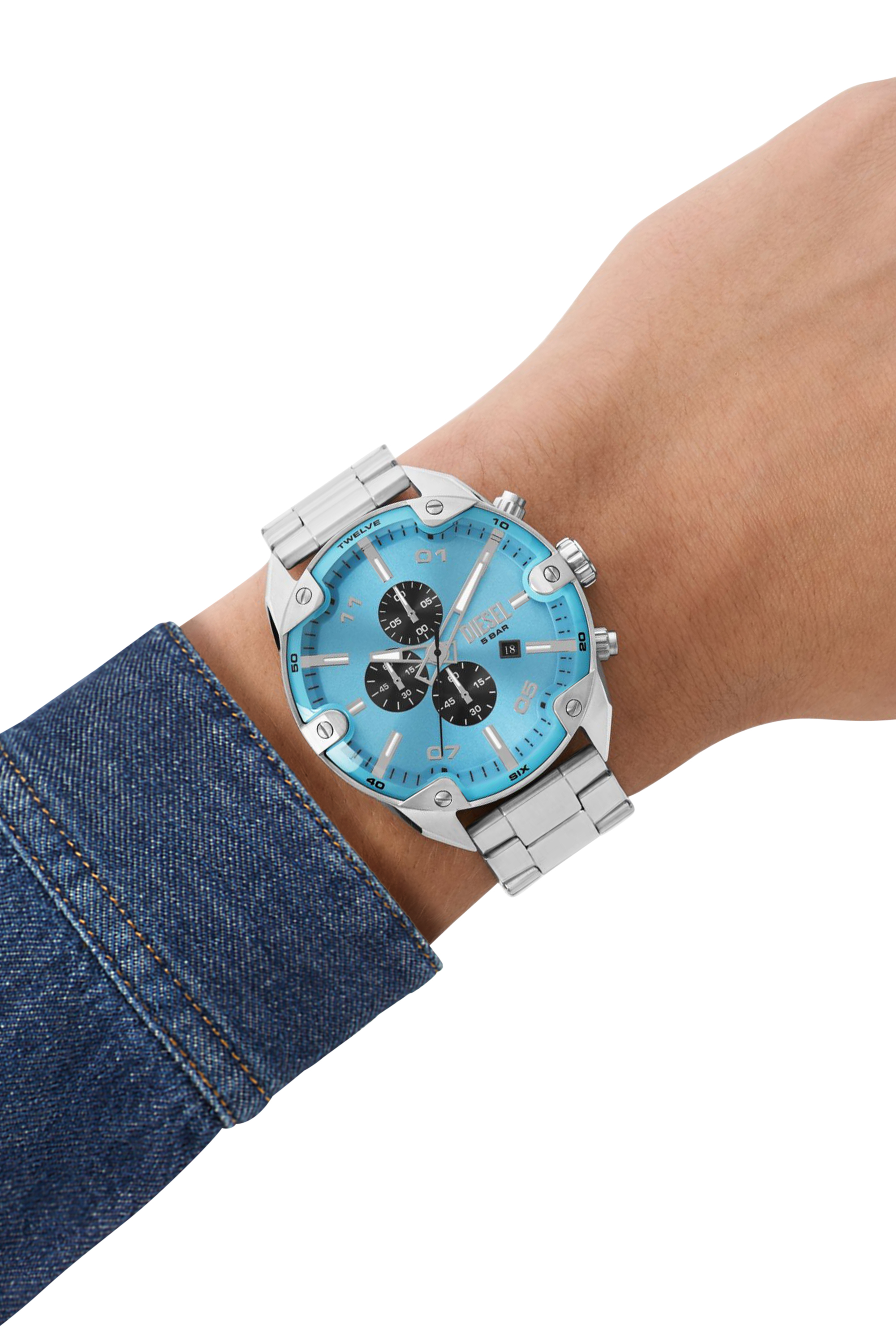 Diesel - DZ4655, Orologio Spiked con cinturino in acciaio inossidabile Uomo in Argento - 4