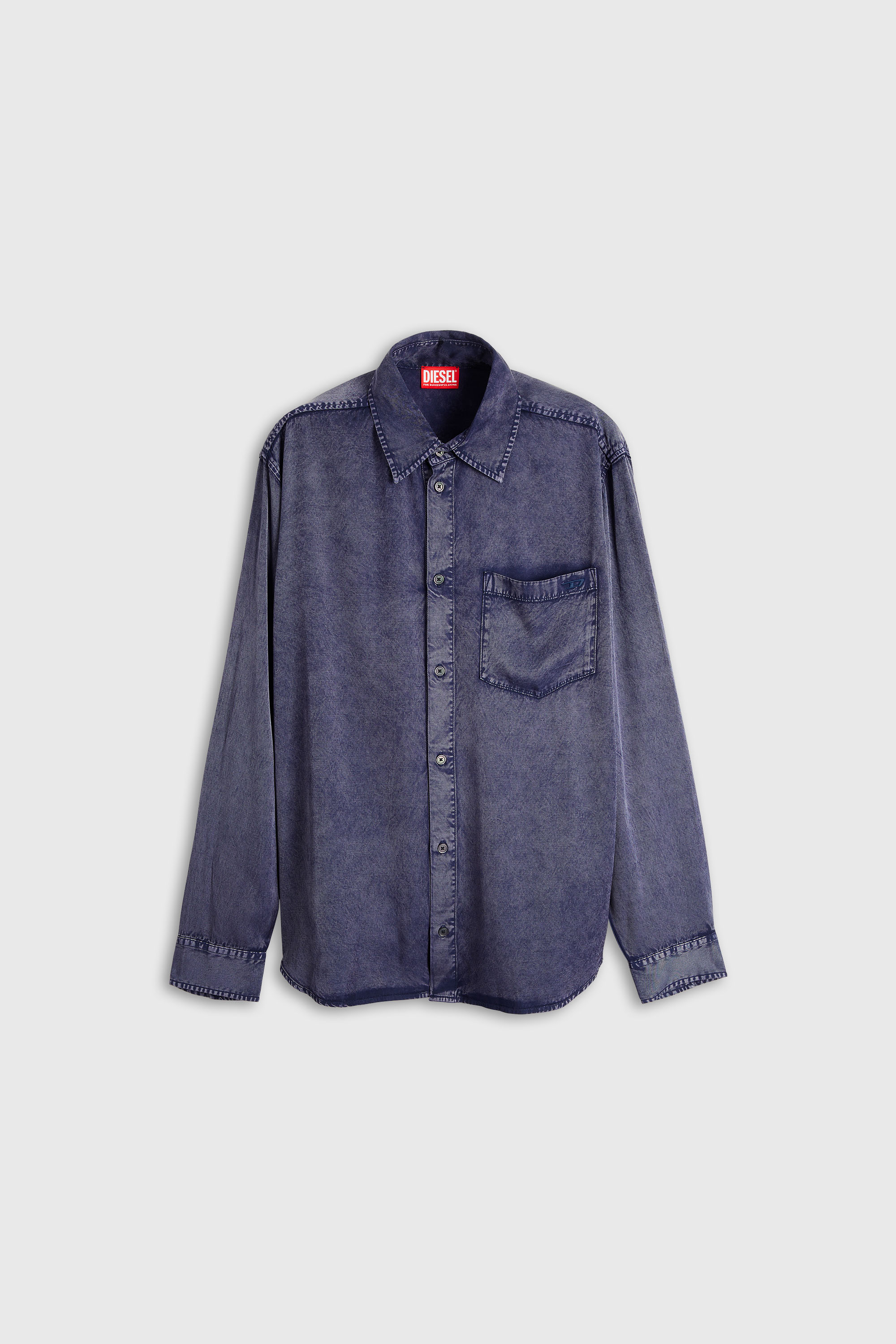 Diesel - S-SIMPLY-NIBC, Herren Flie&szlig;endes Hemd aus Viskose in Denim-Optik in null - 4
