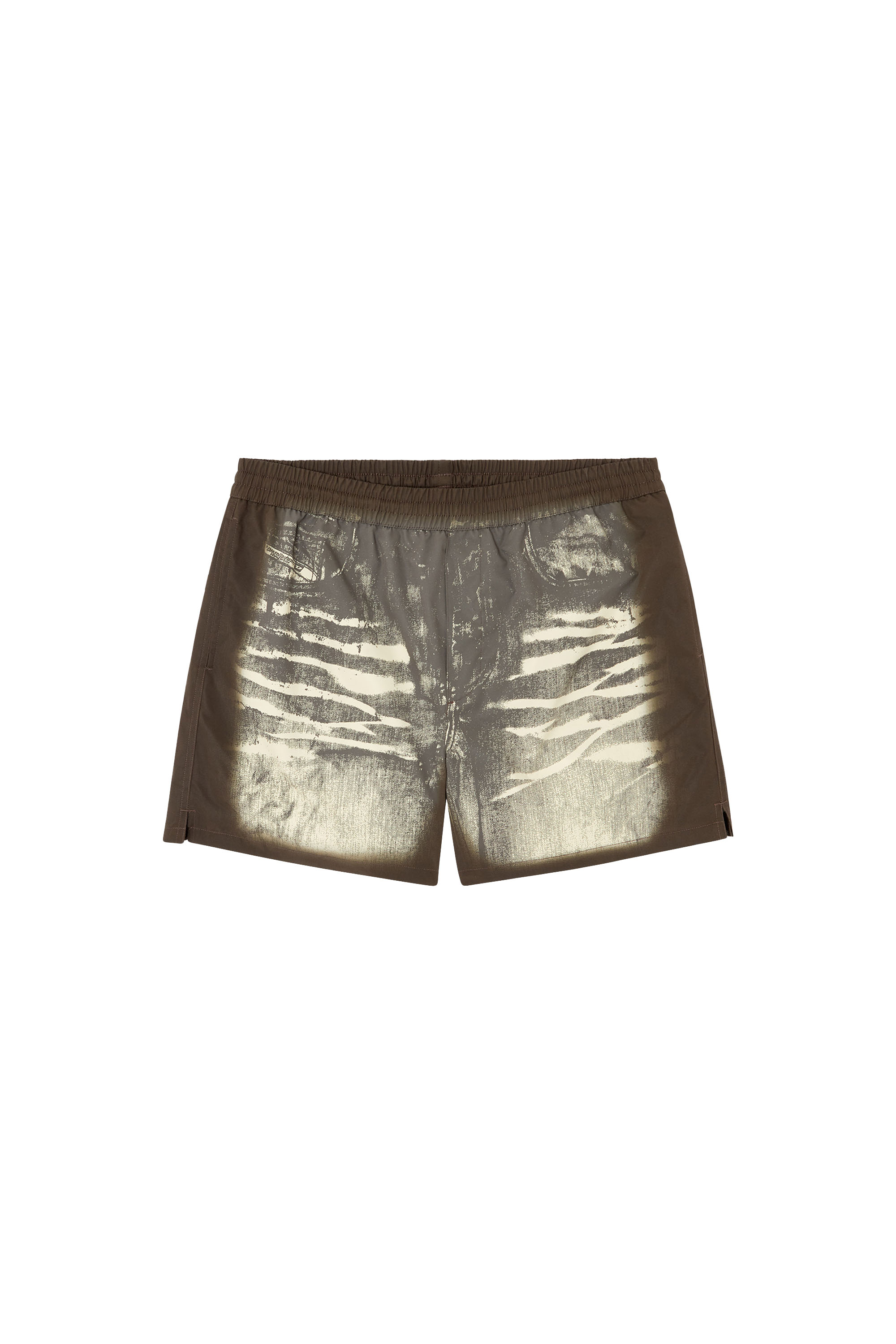 Diesel - RIO-41-DNM, Herren Mittellange Badeshorts mit Denim-Print in Braun - 4