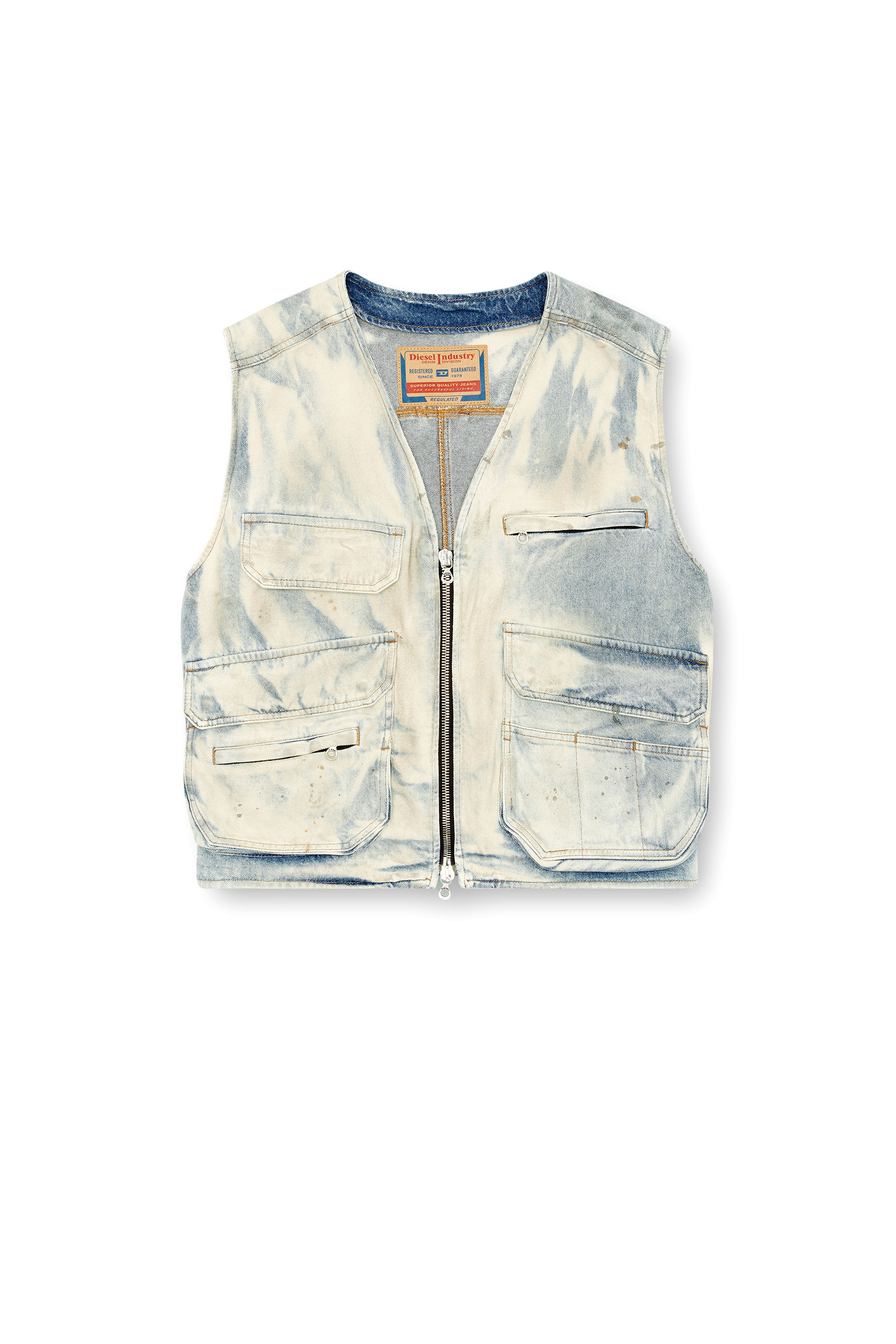 Diesel - D-SAMP-S, Homme Veste sans manches en denim solarisé in Polychrome - Image 3