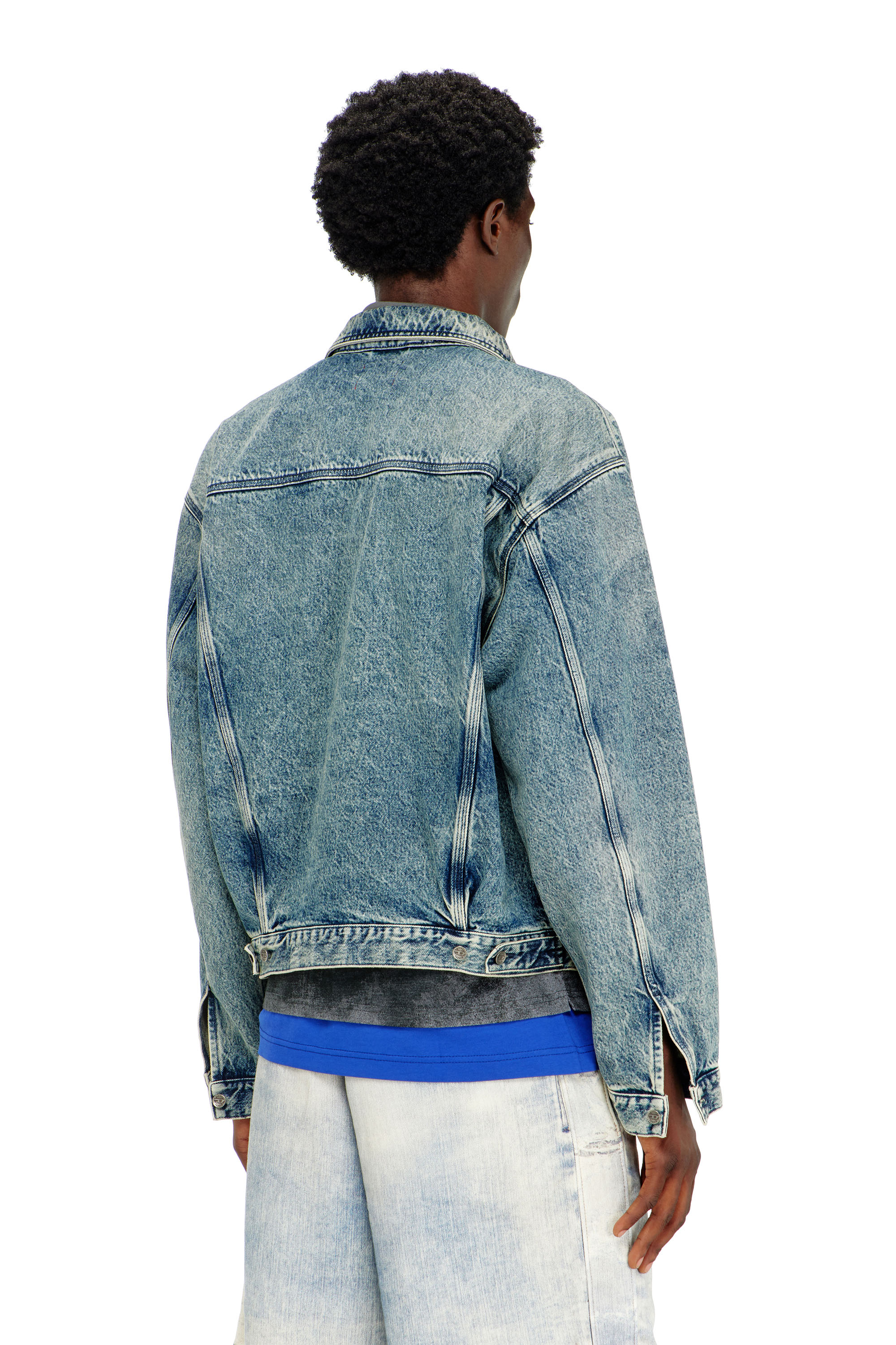 Diesel - D-DENVER-S2, Veste trucker avec effets patch Mixte in Bleu - 4